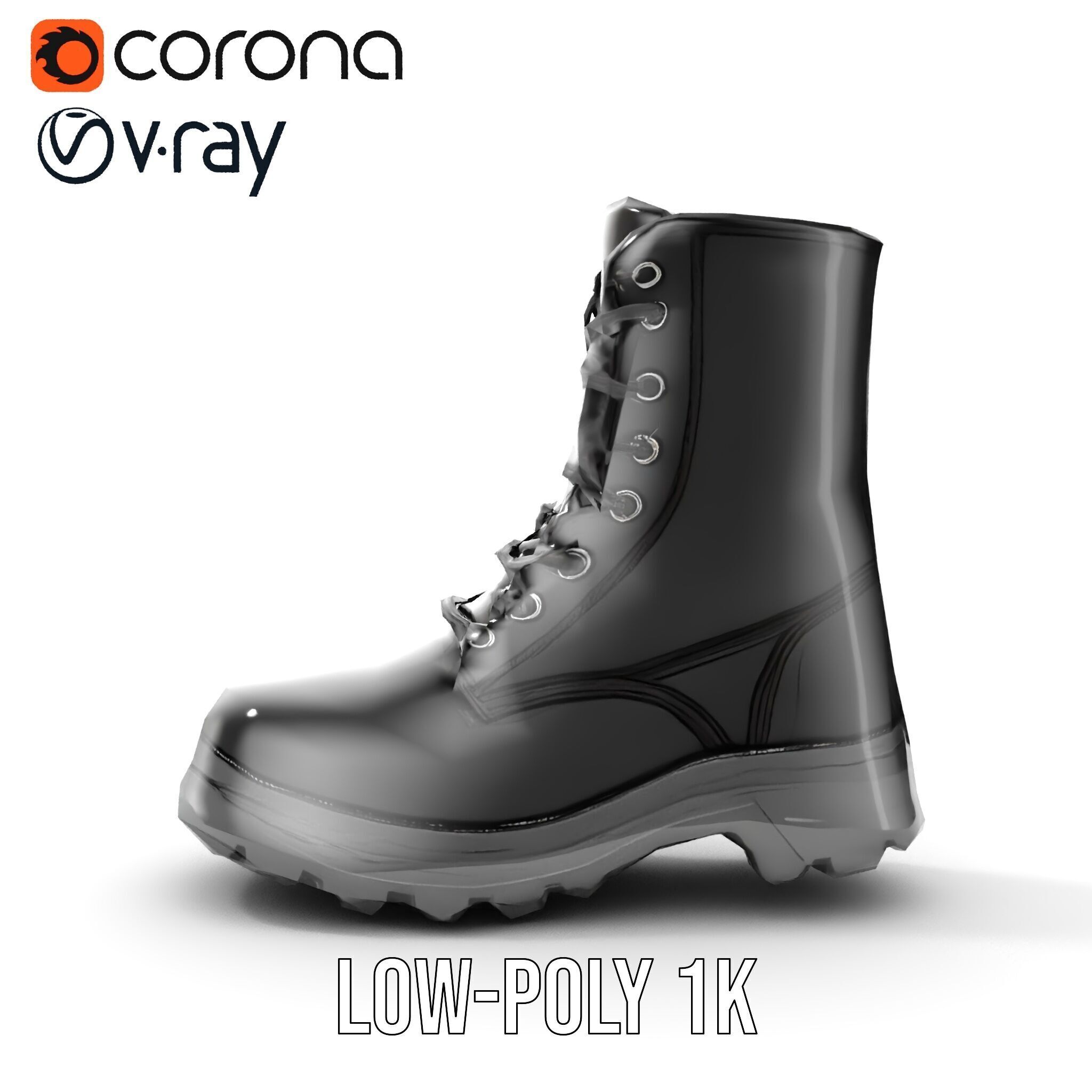 Sturdy Black Boots D Model Pack Low-poly 3D model_10
