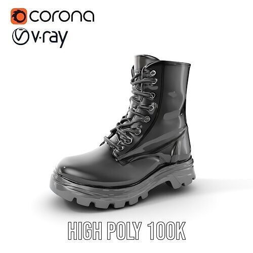 Sturdy Black Boots D Model Pack Low-poly 3D model