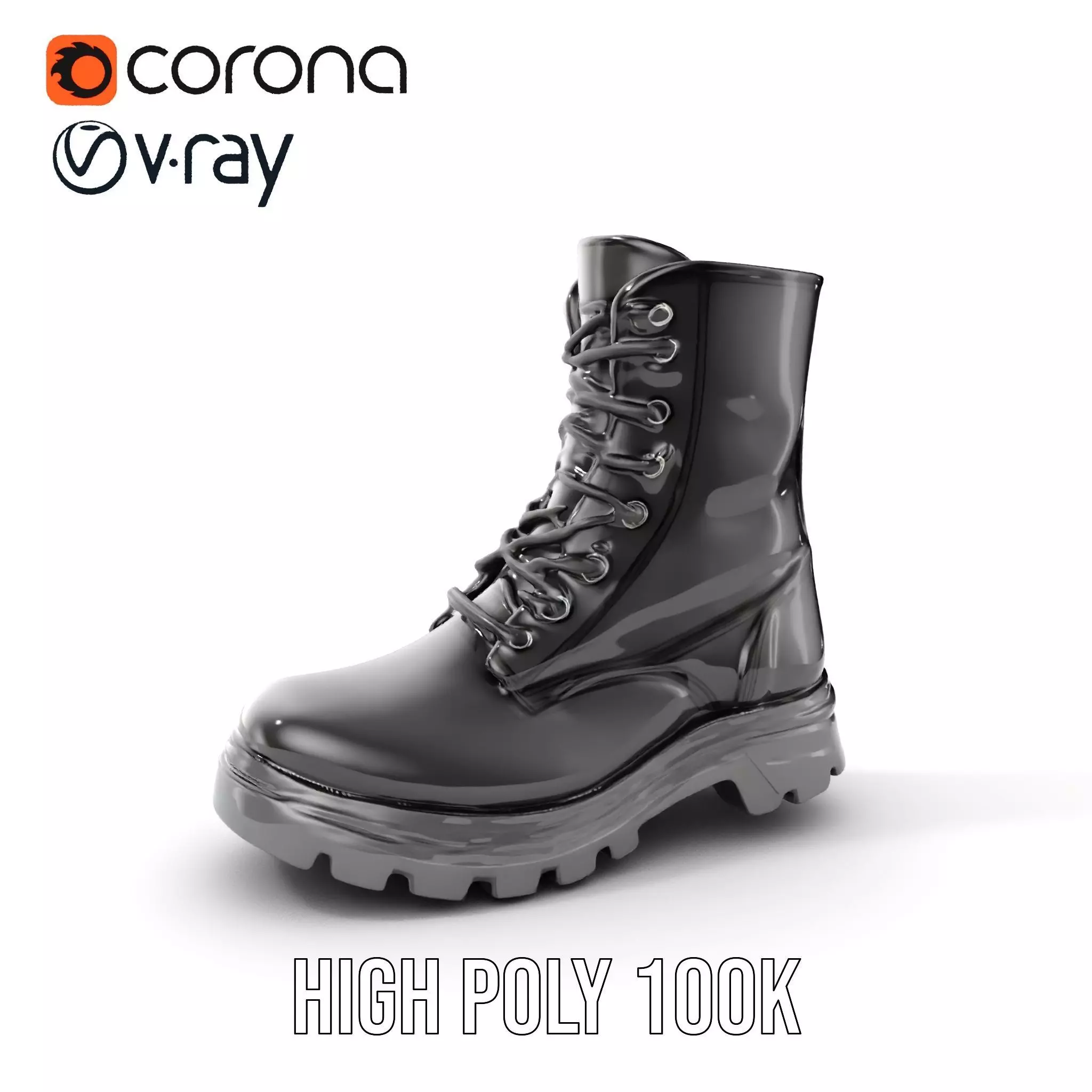 Sturdy Black Boots D Model Pack Low-poly 3D model_0