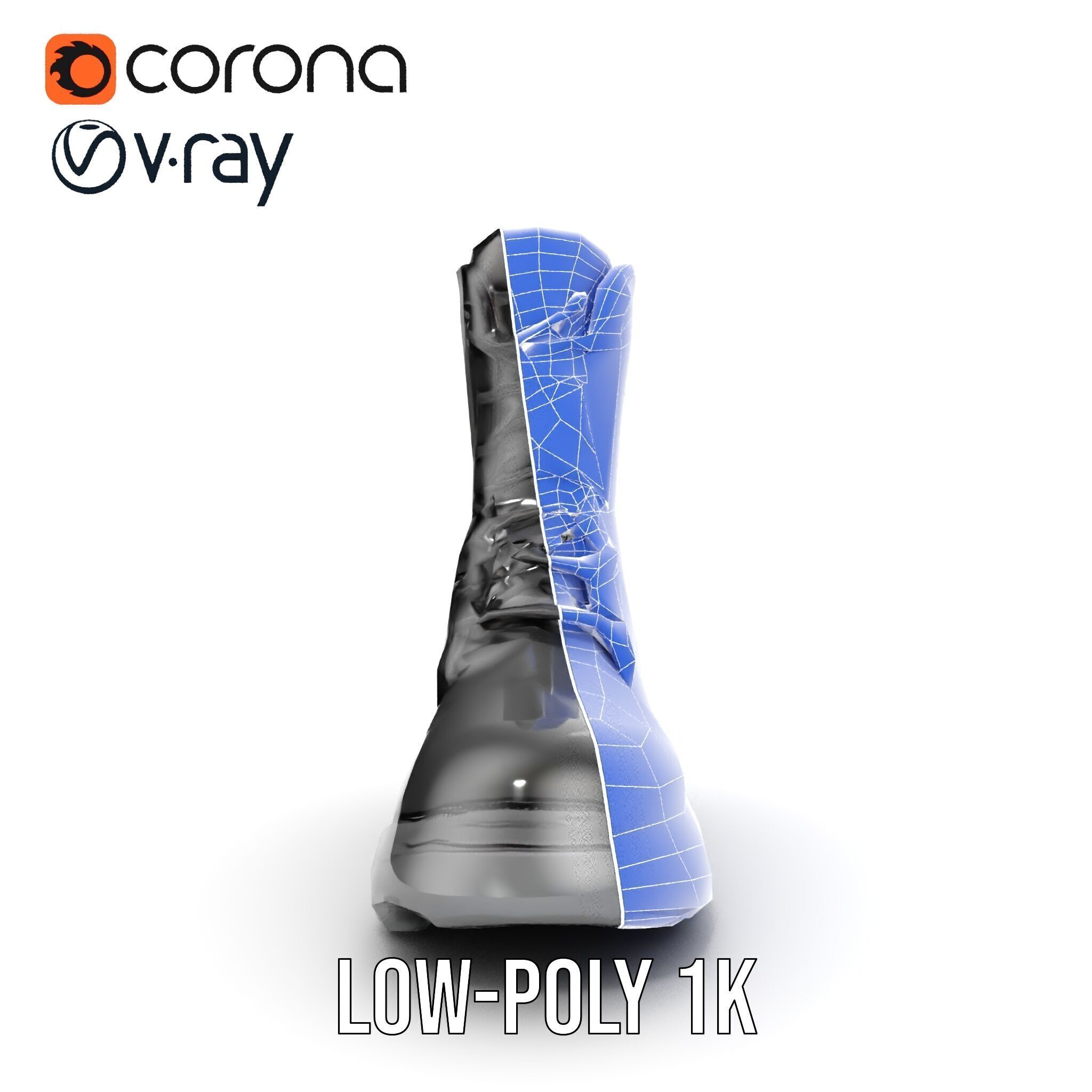 Sturdy Black Boots D Model Pack Low-poly 3D model_32