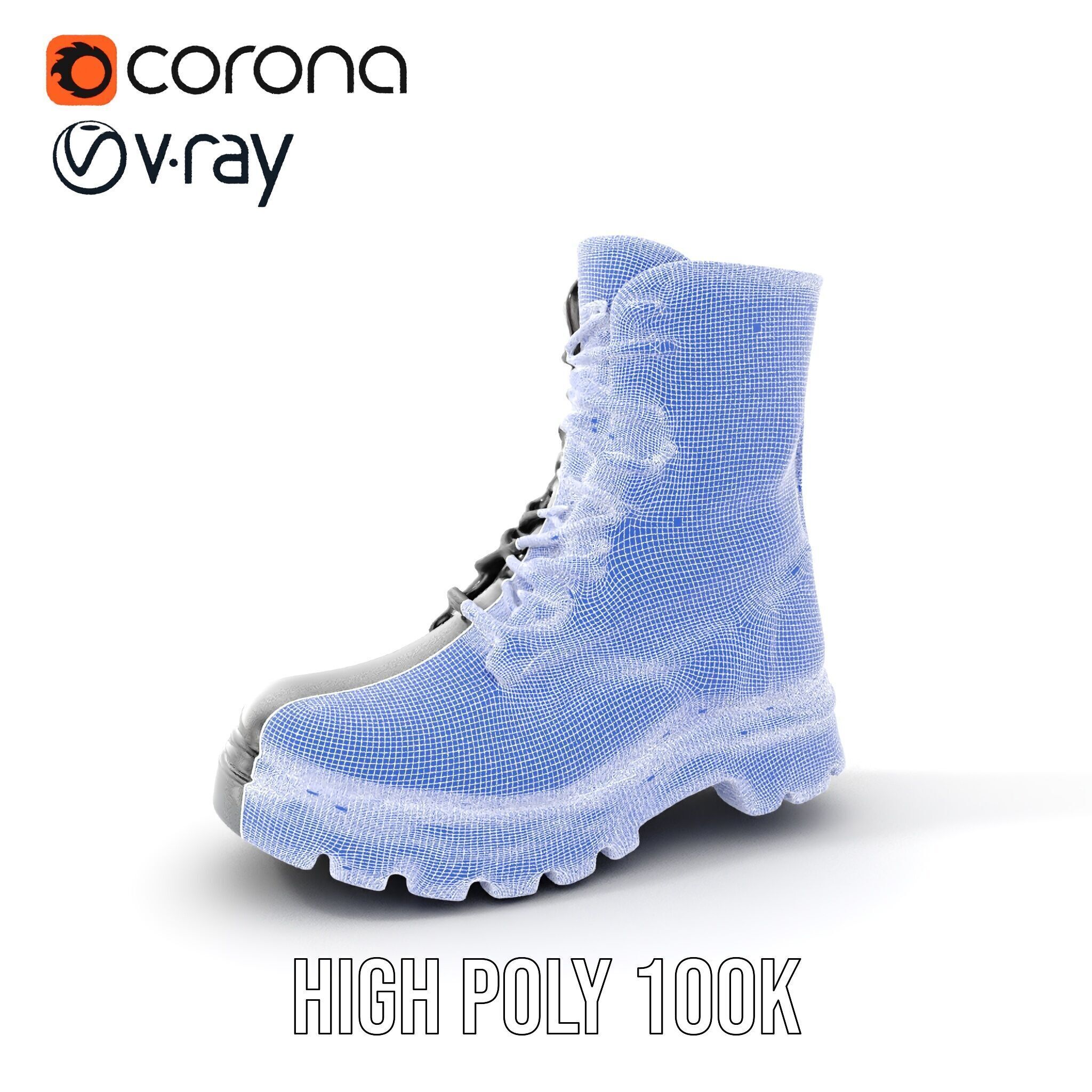 Sturdy Black Boots D Model Pack Low-poly 3D model_5