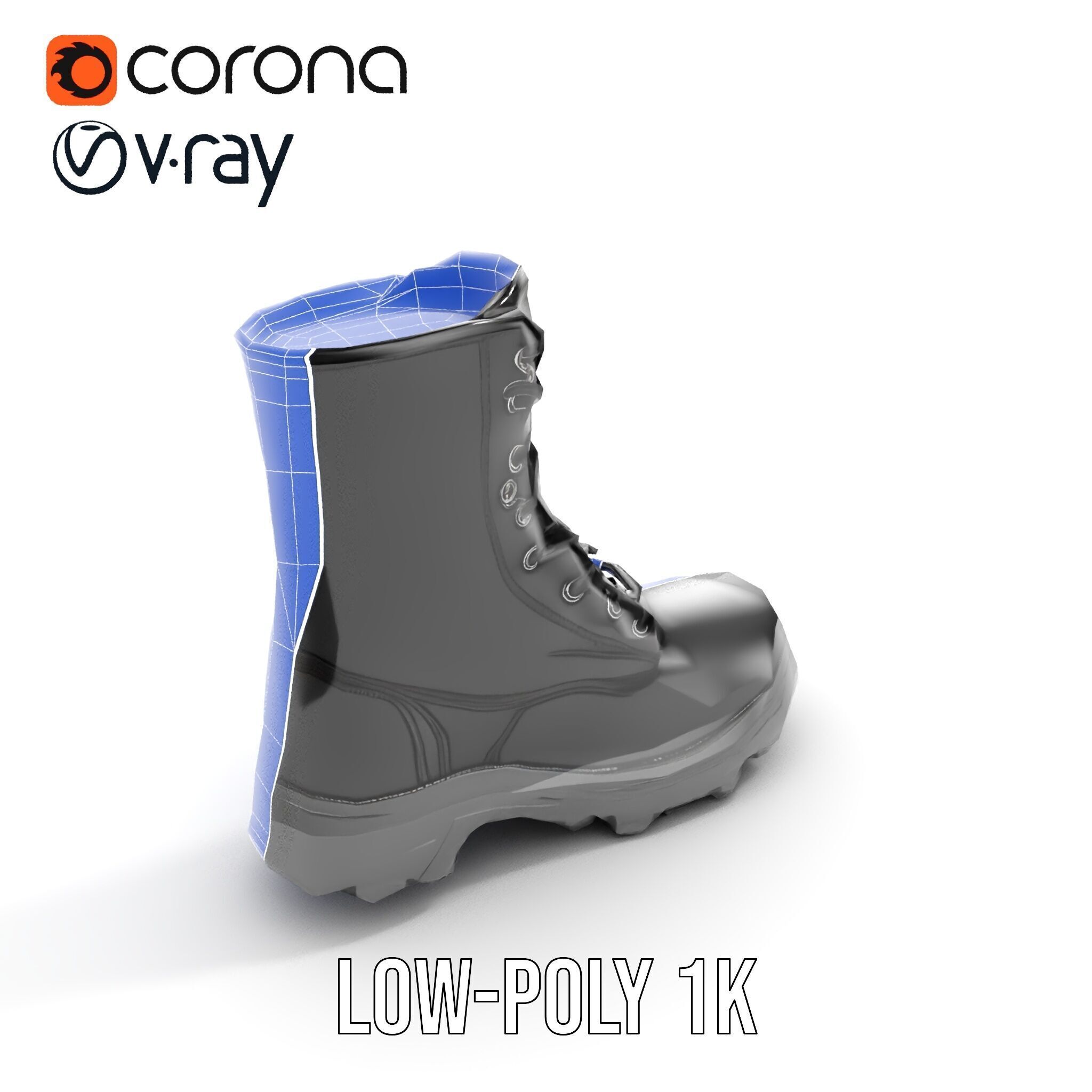 Sturdy Black Boots D Model Pack Low-poly 3D model_13