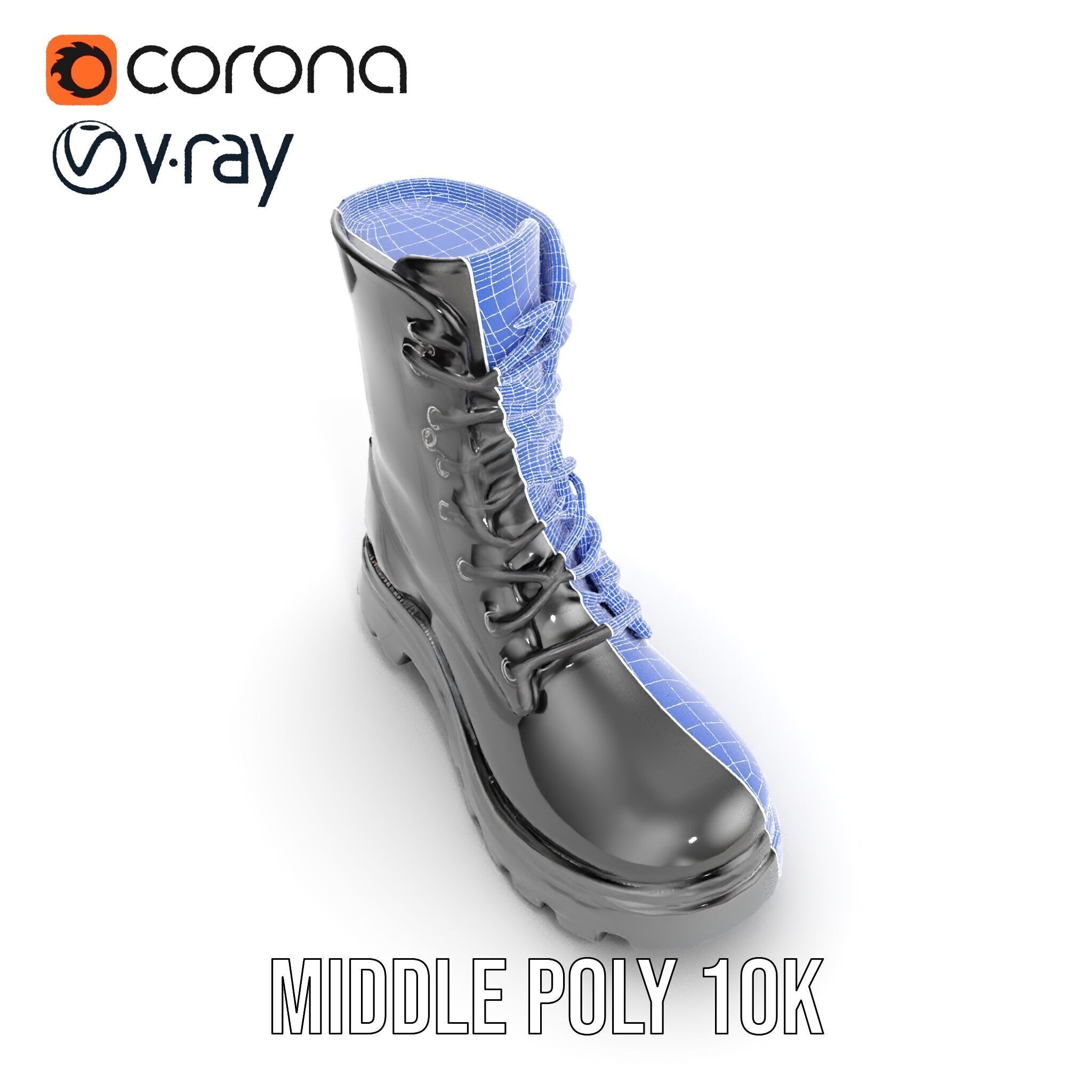 Sturdy Black Boots D Model Pack Low-poly 3D model_23
