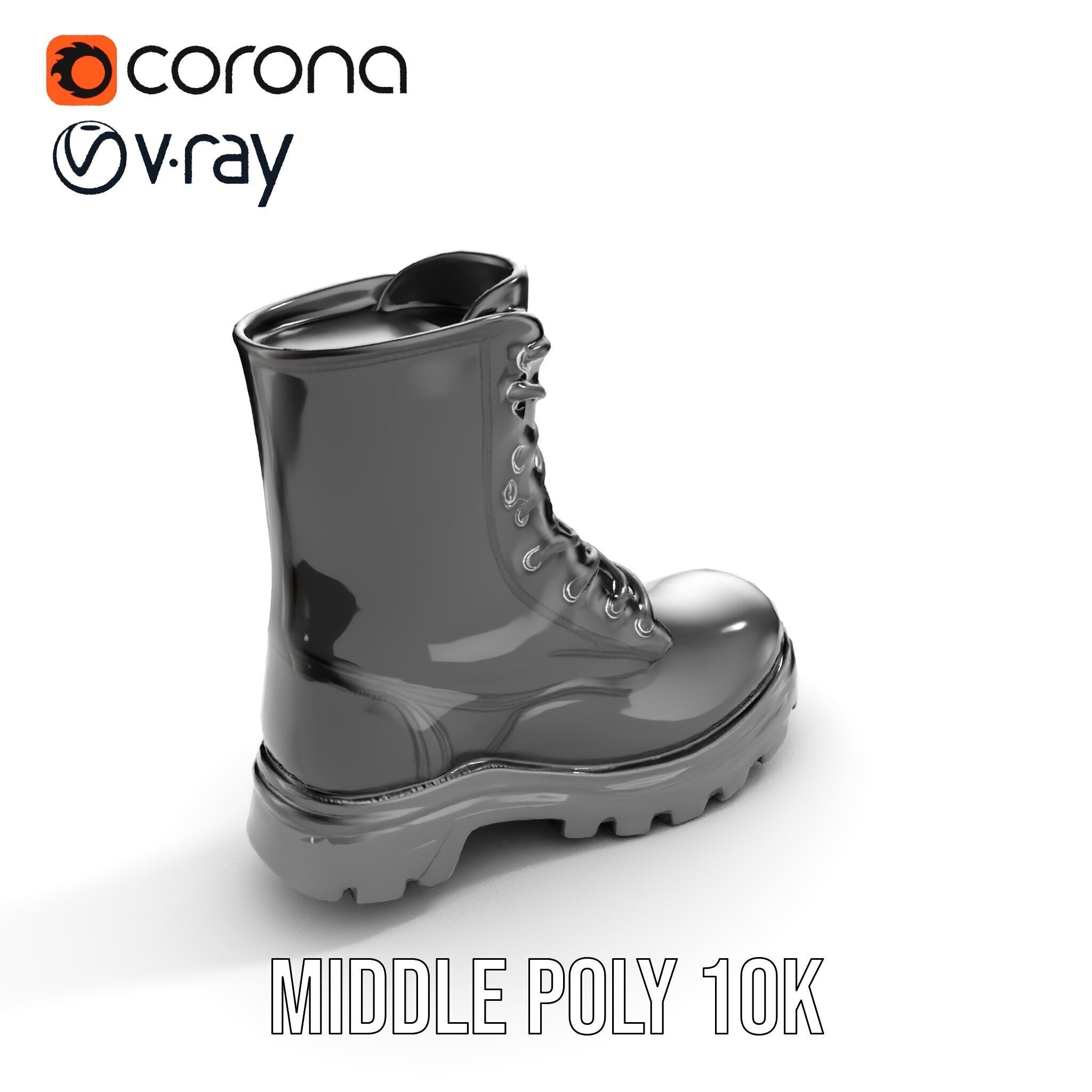 Sturdy Black Boots D Model Pack Low-poly 3D model_18