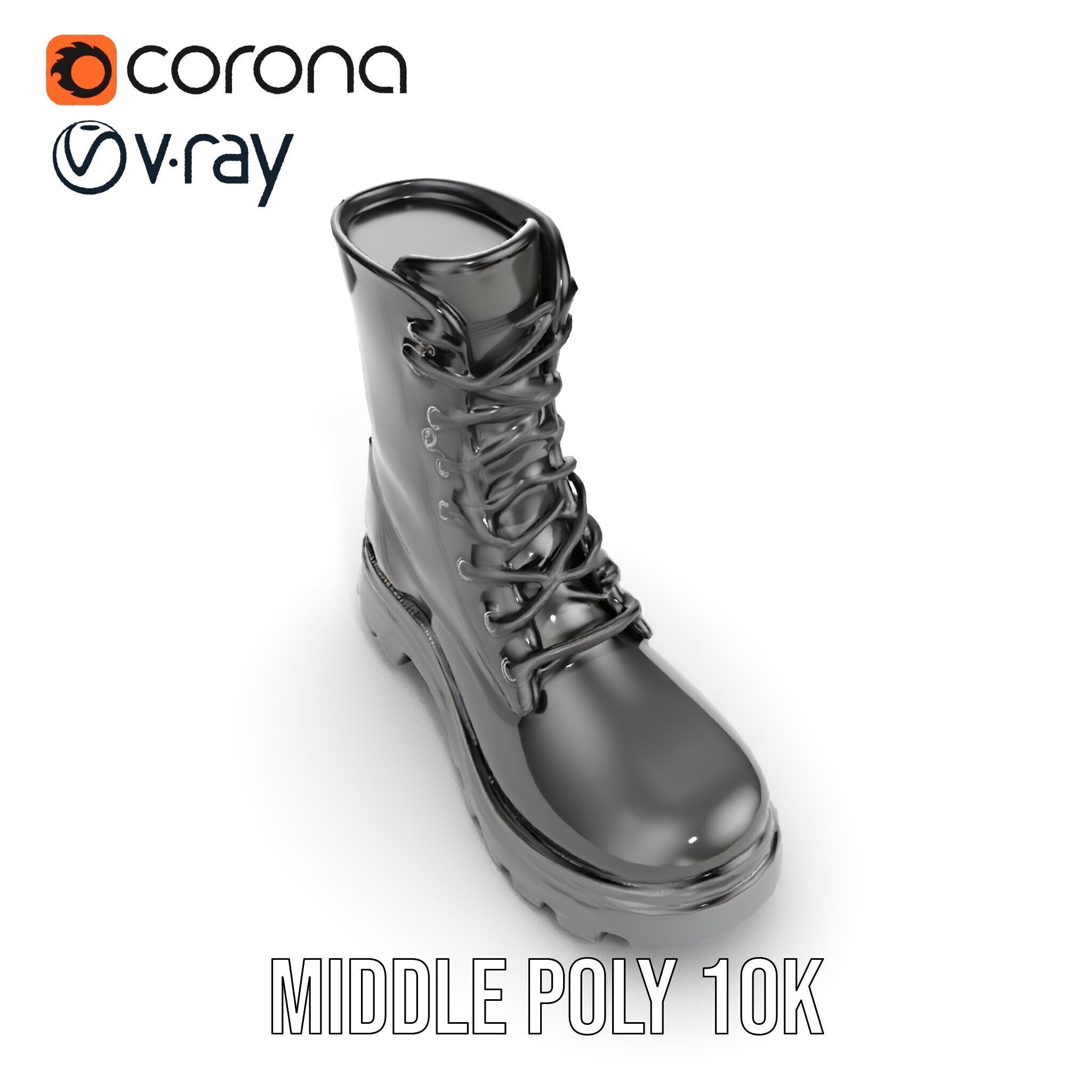 Sturdy Black Boots D Model Pack Low-poly 3D model_15