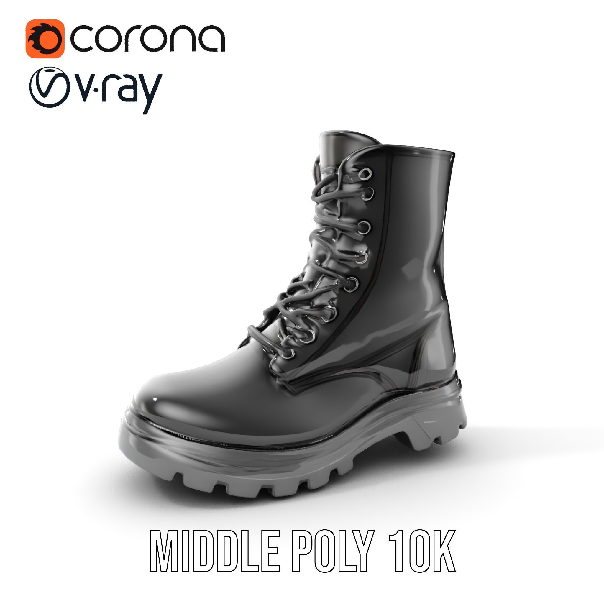 Sturdy Black Boots D Model Pack Low-poly 3D model_28
