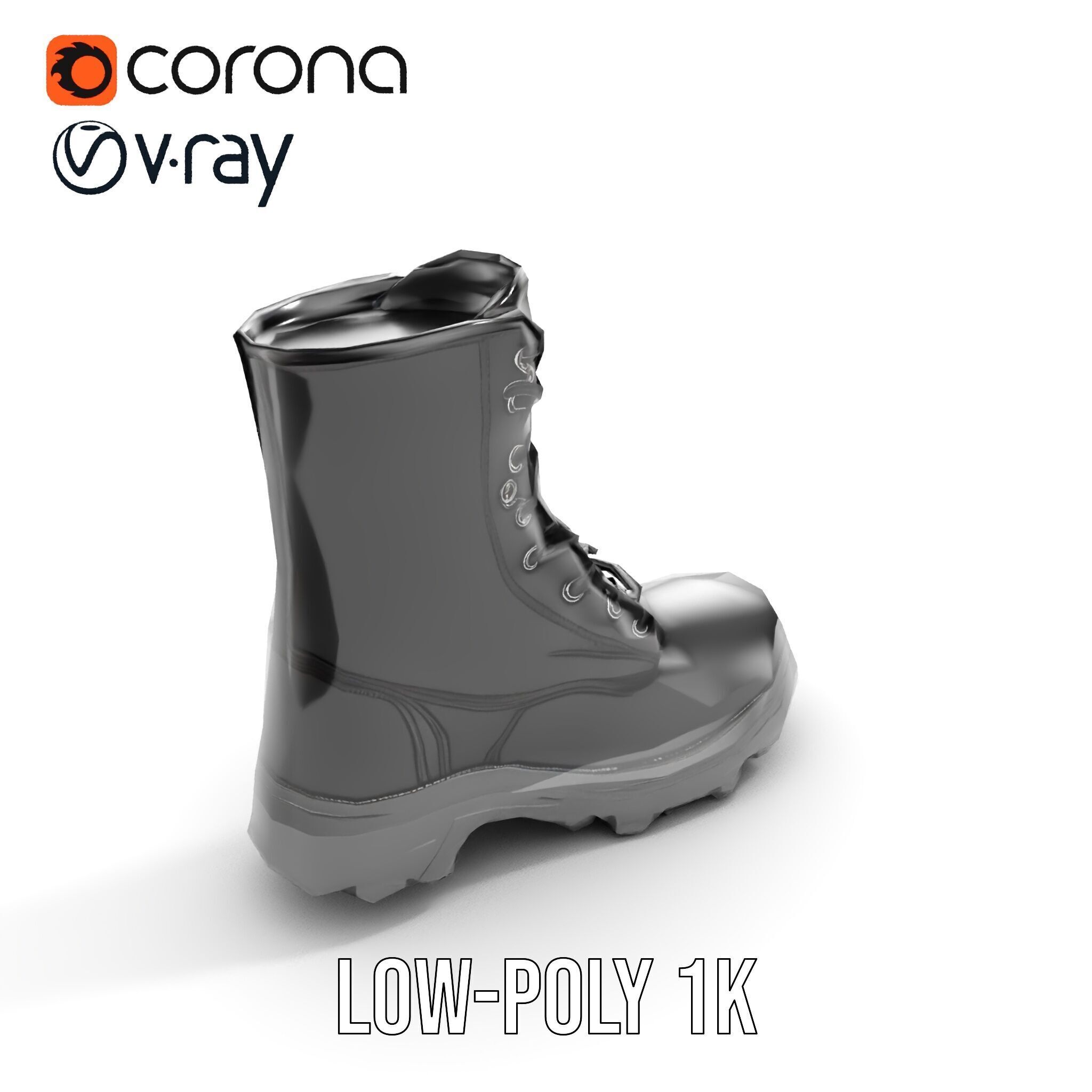 Sturdy Black Boots D Model Pack Low-poly 3D model_19