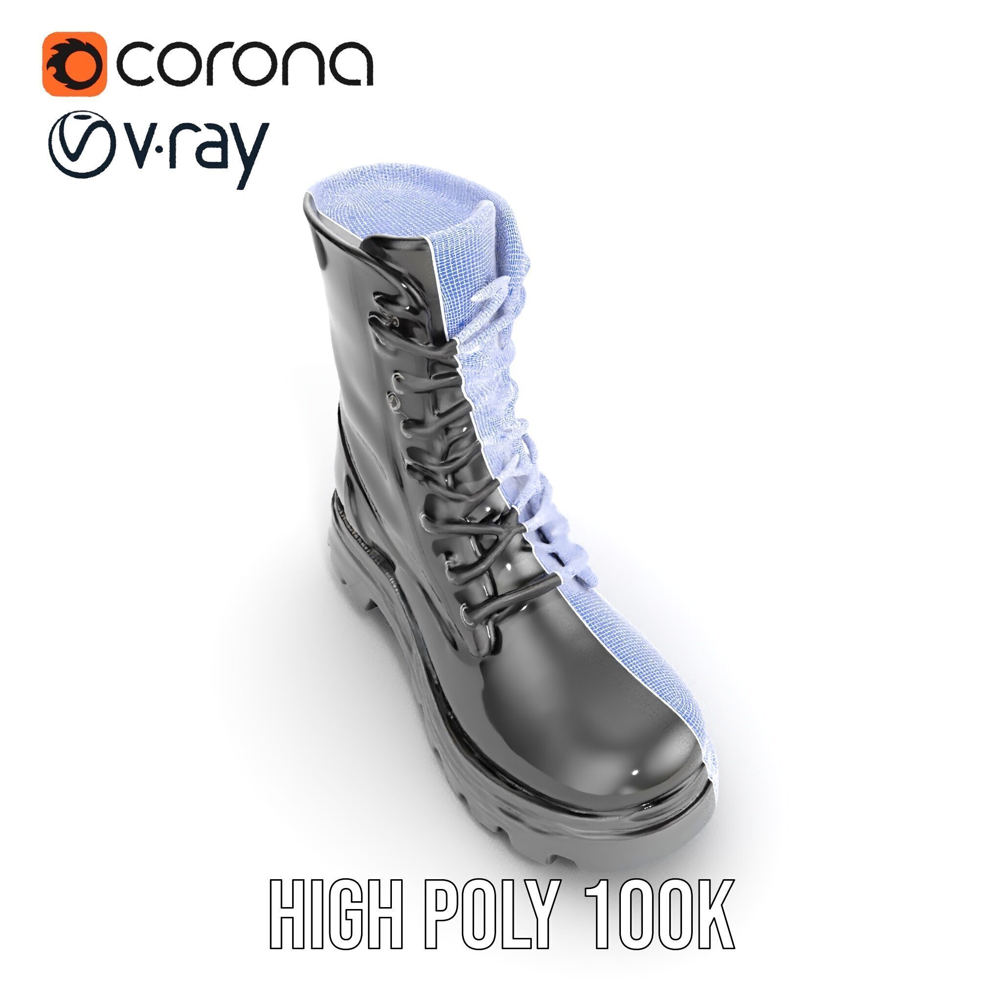 Sturdy Black Boots D Model Pack Low-poly 3D model_36