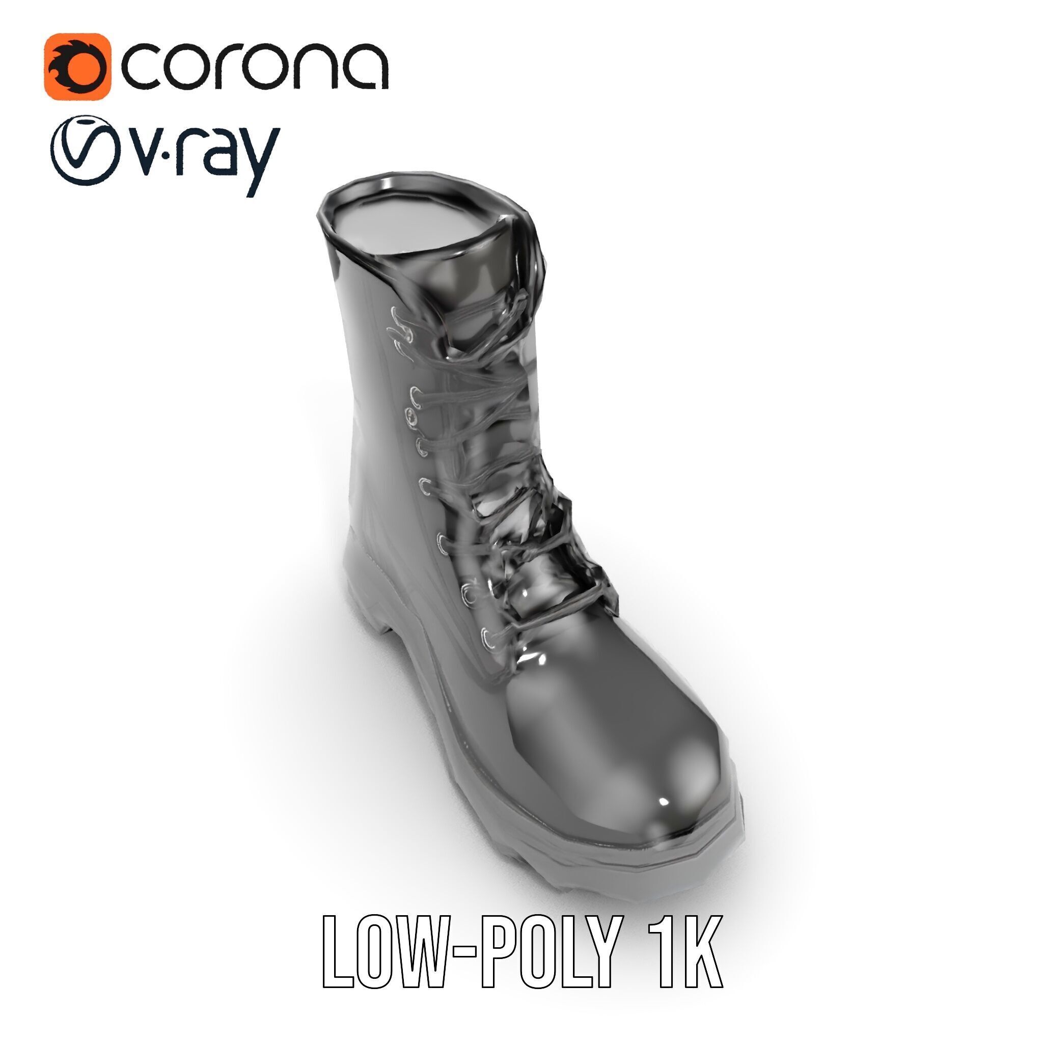 Sturdy Black Boots D Model Pack Low-poly 3D model_24