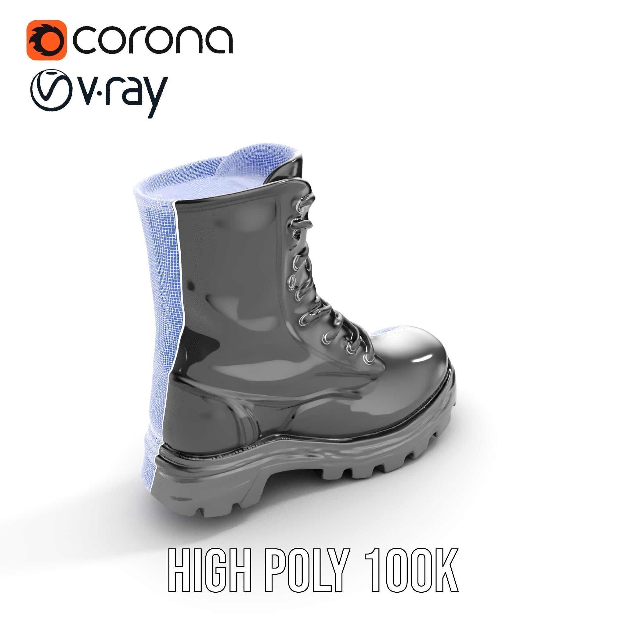 Sturdy Black Boots D Model Pack Low-poly 3D model_33