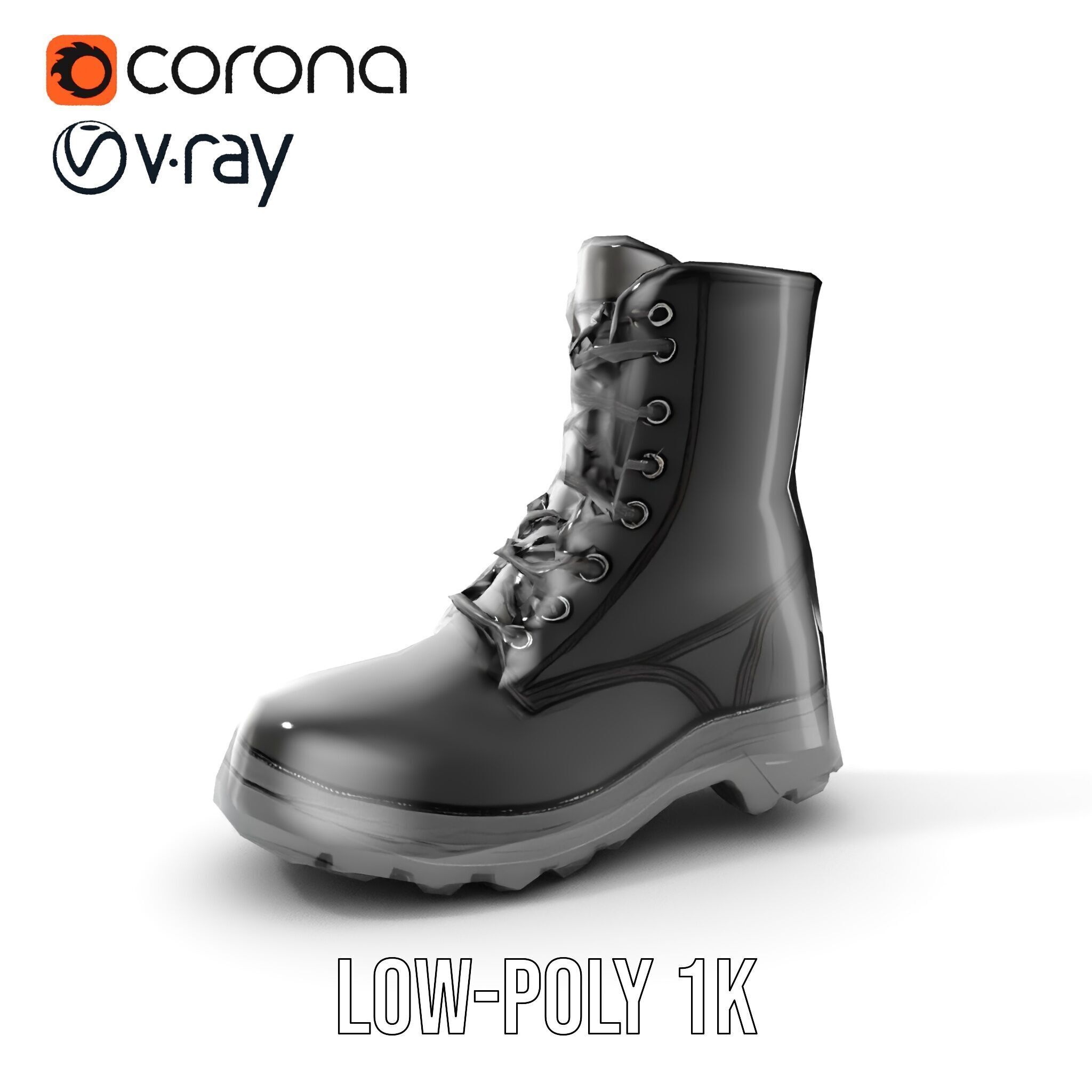 Sturdy Black Boots D Model Pack Low-poly 3D model_16