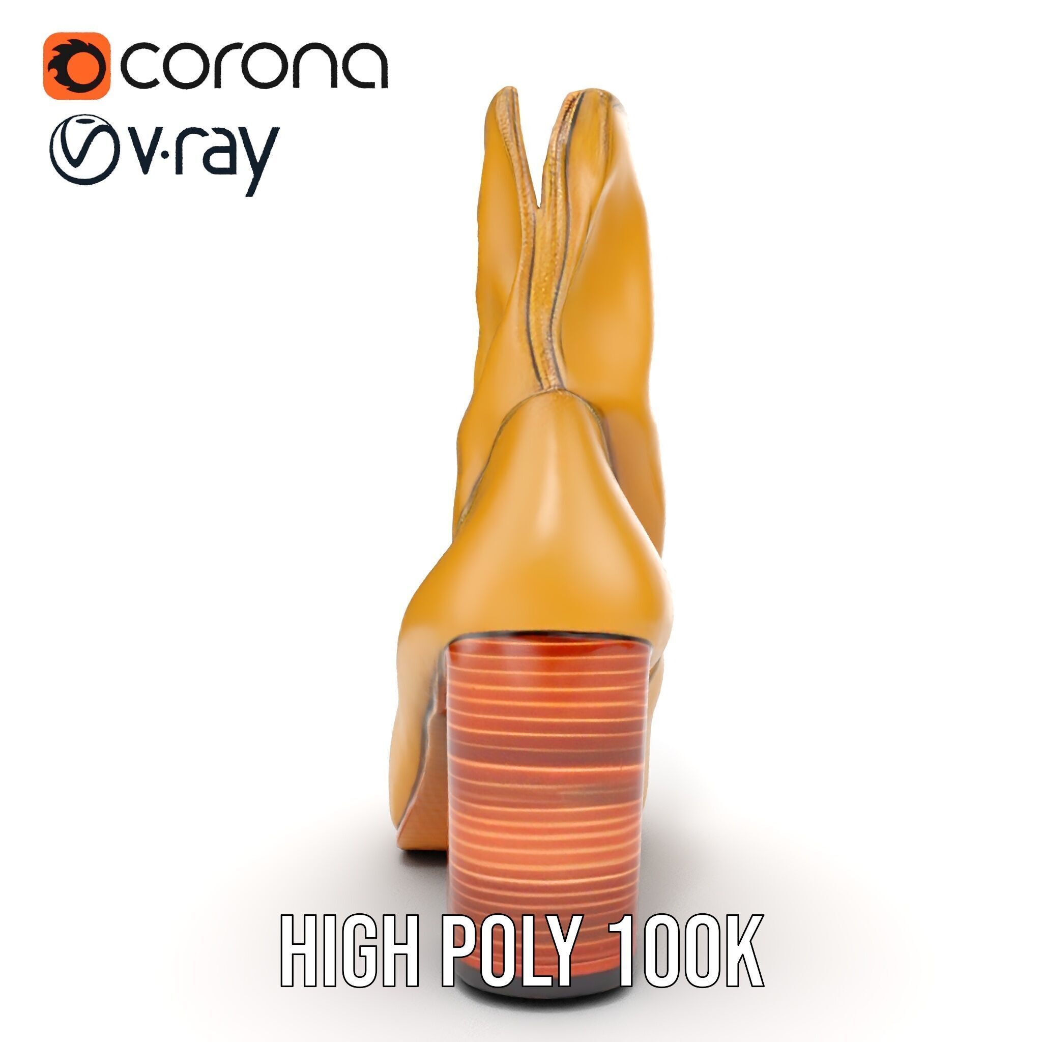 Stylish HighHeel Boot Model Pack Low-poly 3D model_25