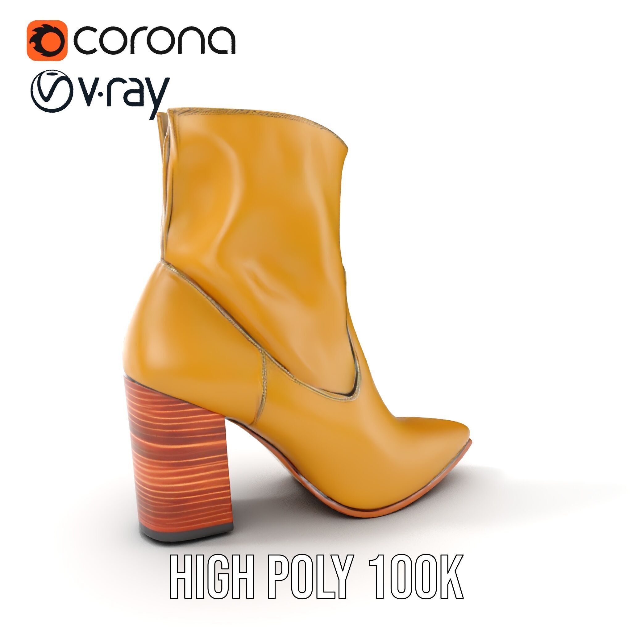 Stylish HighHeel Boot Model Pack Low-poly 3D model_10