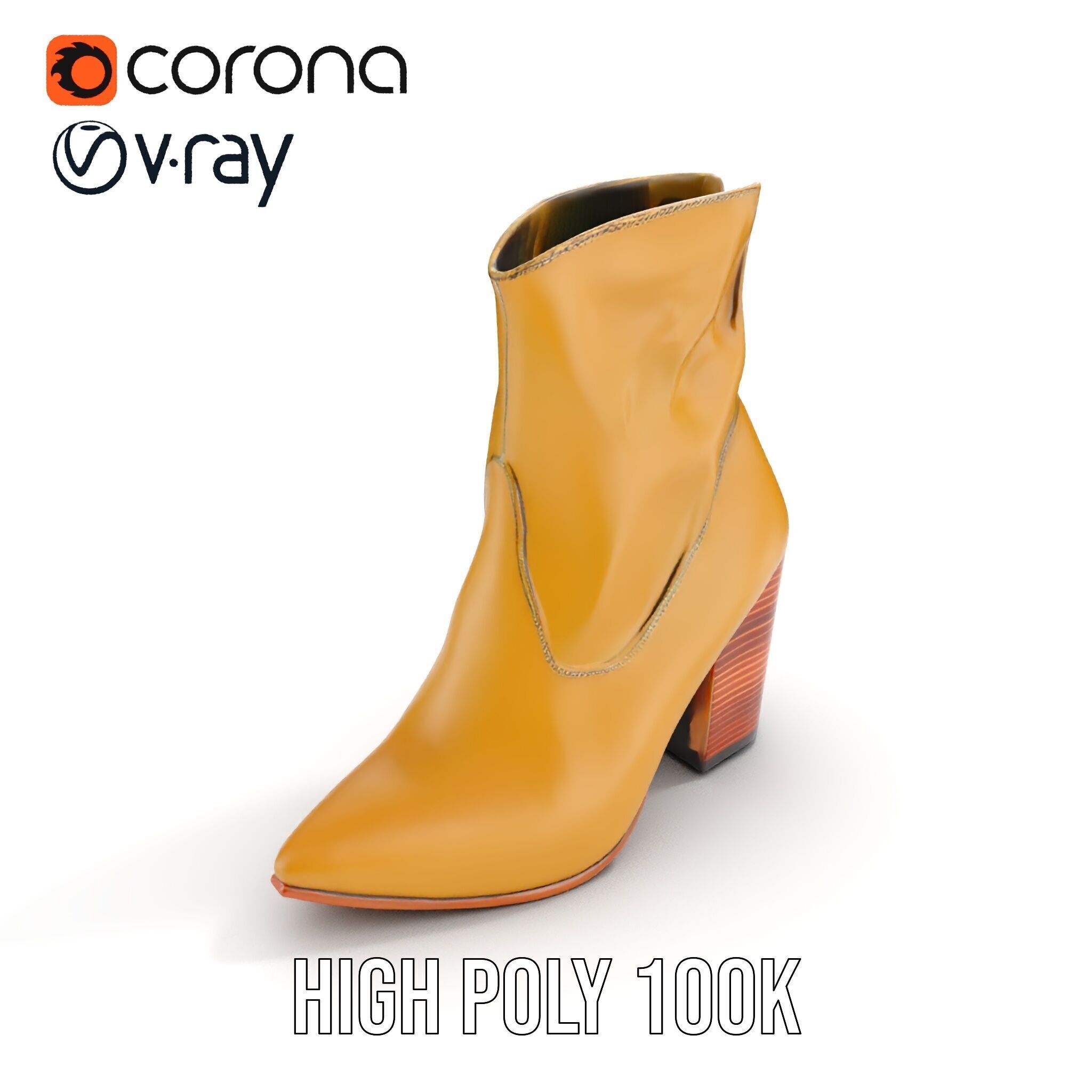 Stylish HighHeel Boot Model Pack Low-poly 3D model_13