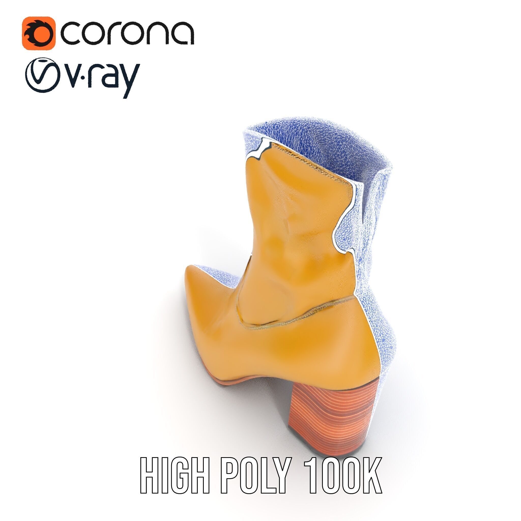 Stylish HighHeel Boot Model Pack Low-poly 3D model_16