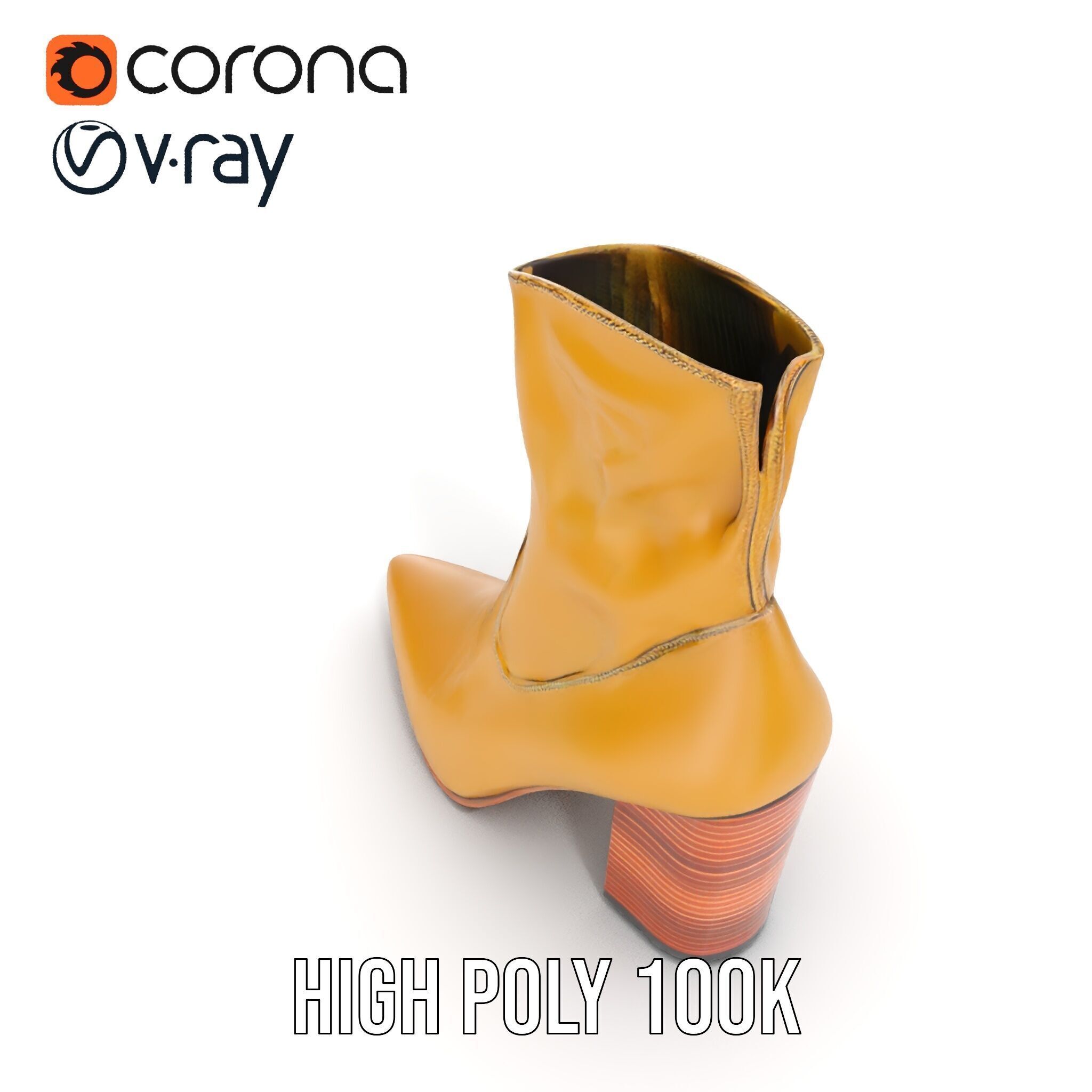 Stylish HighHeel Boot Model Pack Low-poly 3D model_30