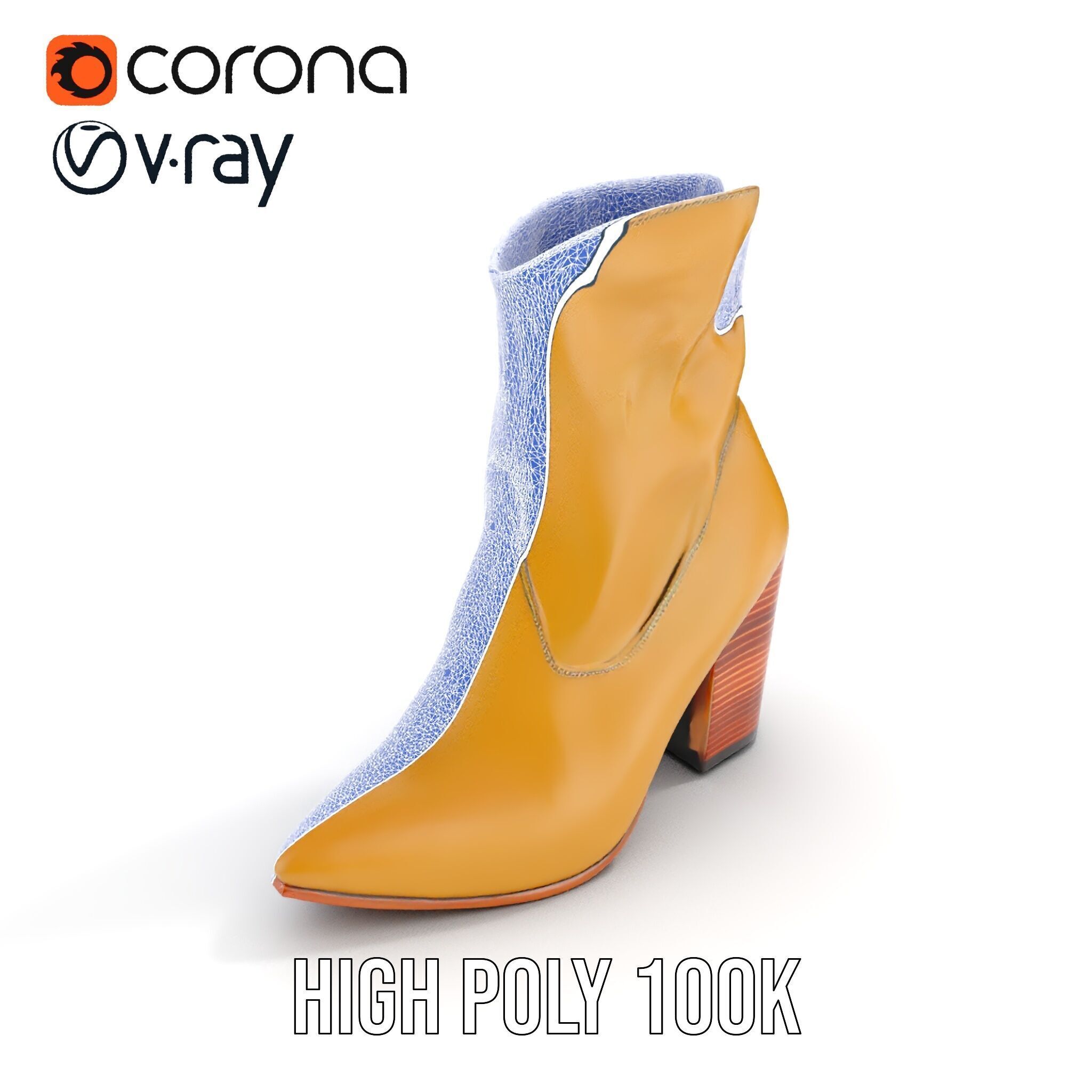 Stylish HighHeel Boot Model Pack Low-poly 3D model_19