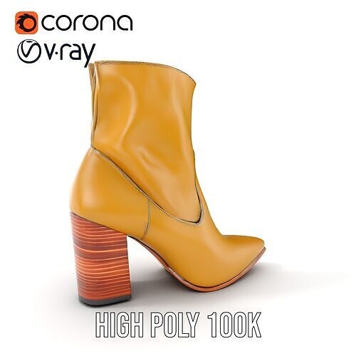 Stylish HighHeel Boot Model Pack Low-poly 3D model