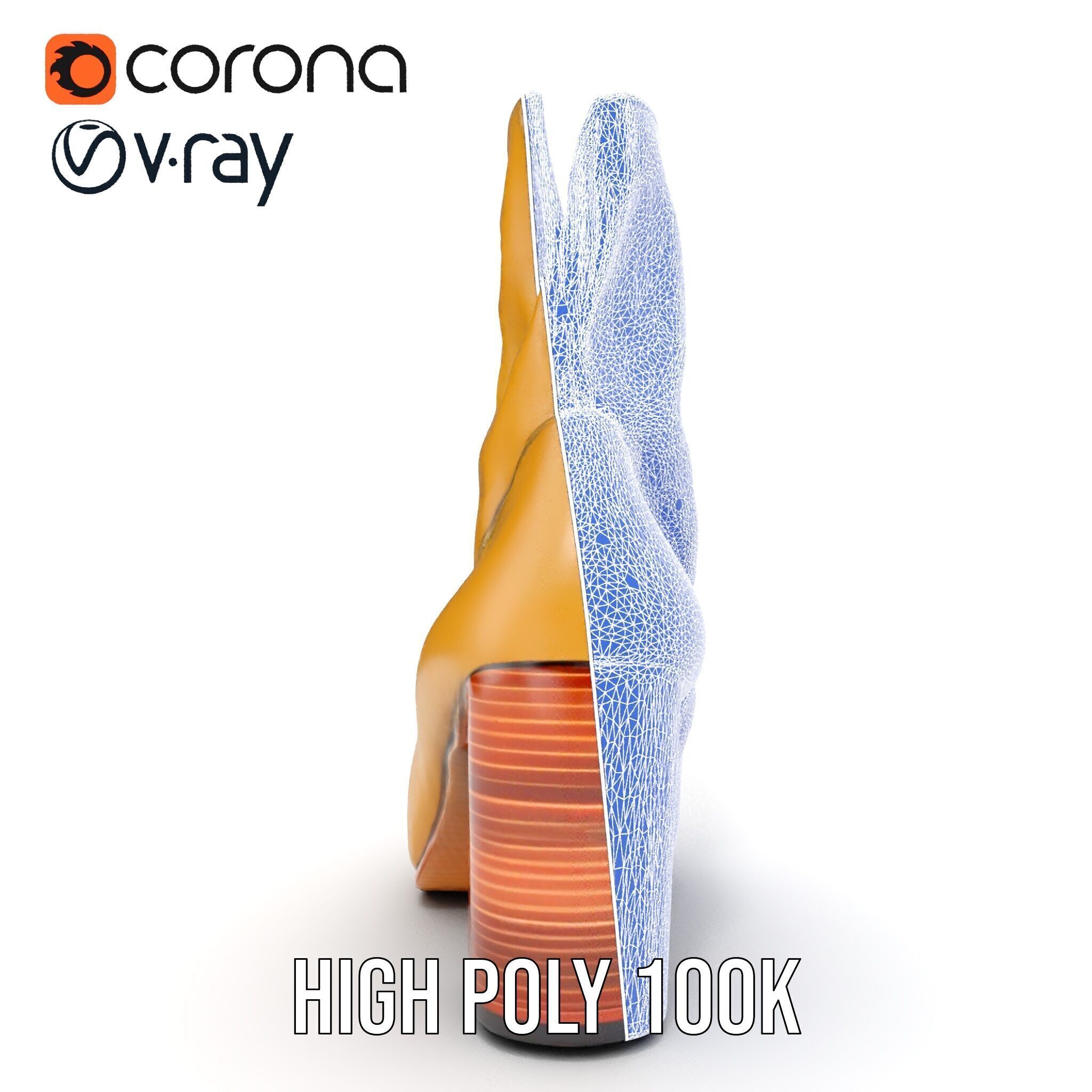 Stylish HighHeel Boot Model Pack Low-poly 3D model_27