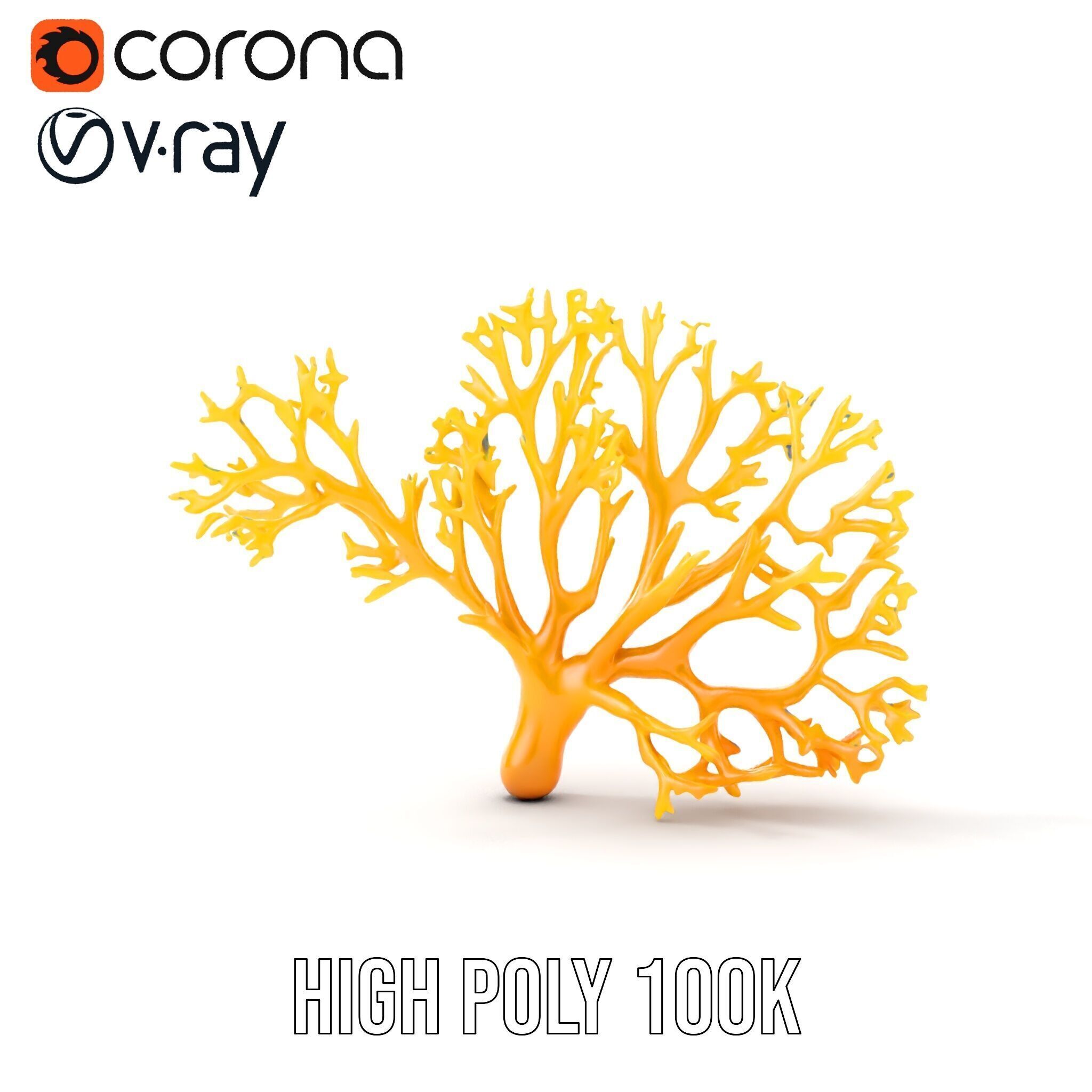 Yellow Coral Model Pack for Realistic Rendering and Simulation Low-poly 3D model_22