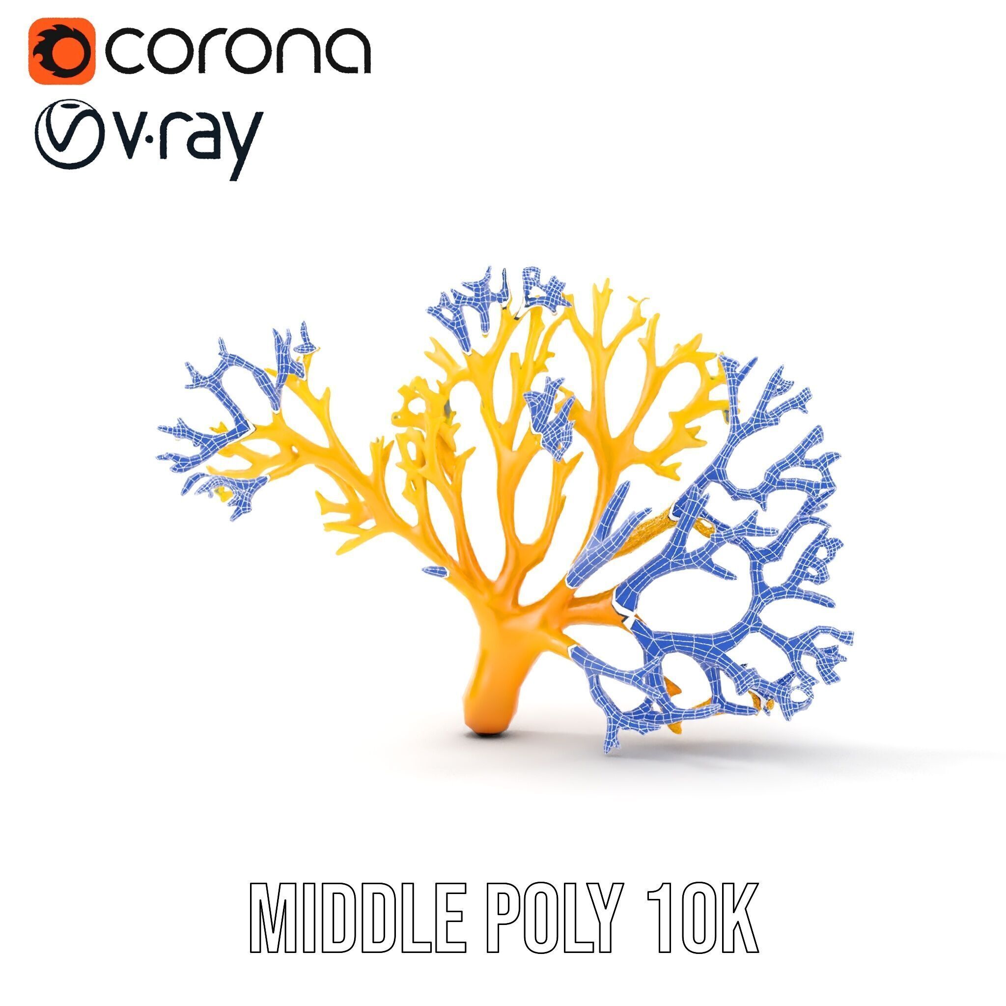 Yellow Coral Model Pack for Realistic Rendering and Simulation Low-poly 3D model_29