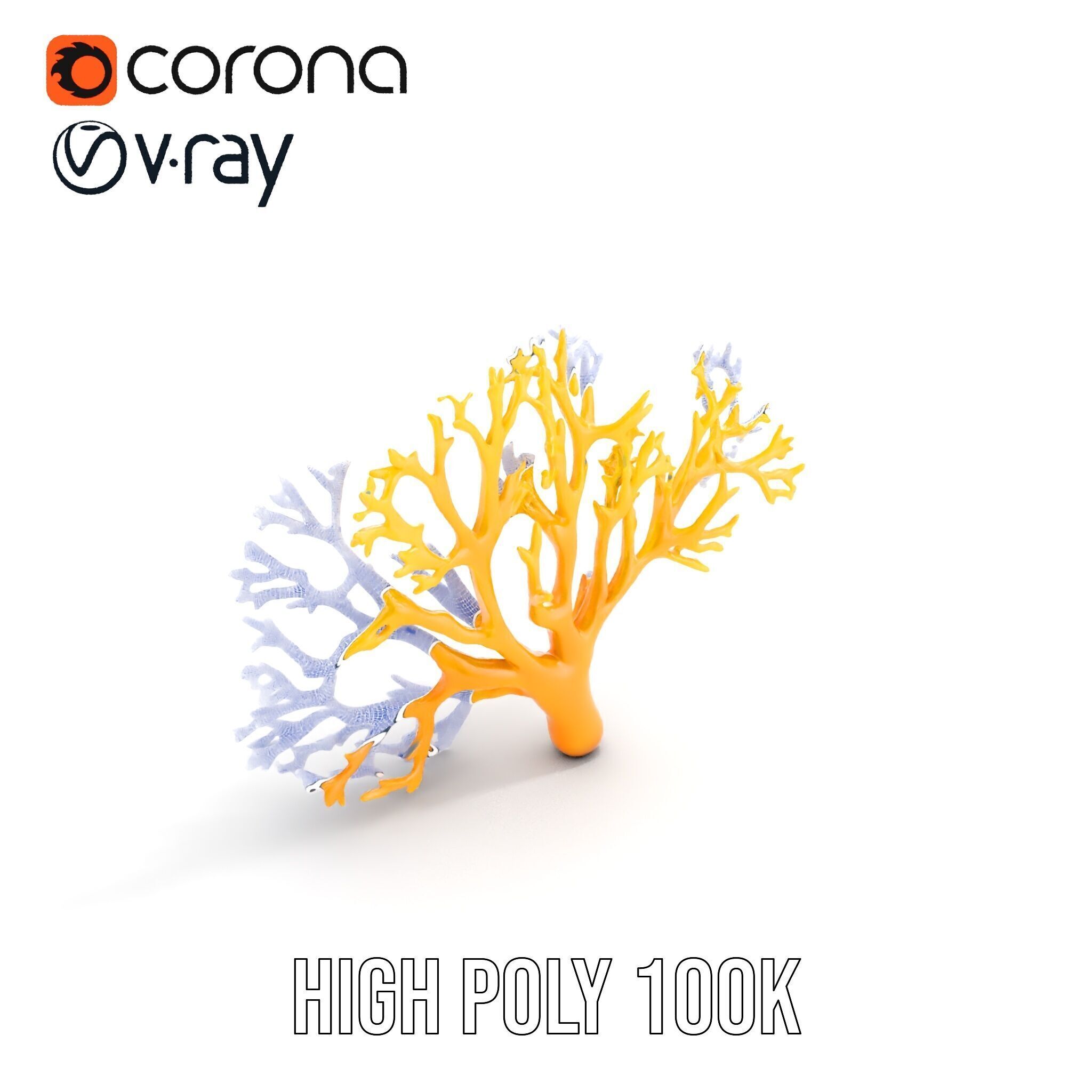 Yellow Coral Model Pack for Realistic Rendering and Simulation Low-poly 3D model_36