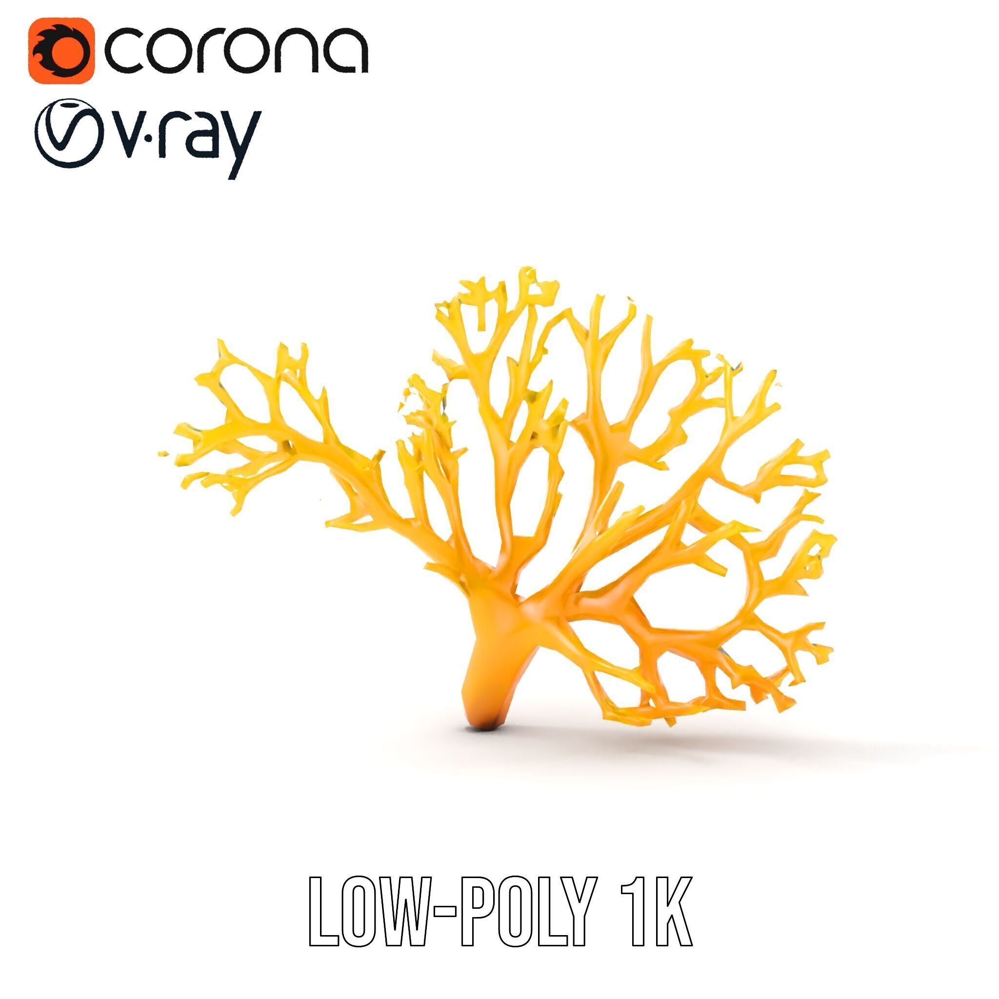 Yellow Coral Model Pack for Realistic Rendering and Simulation Low-poly 3D model_8