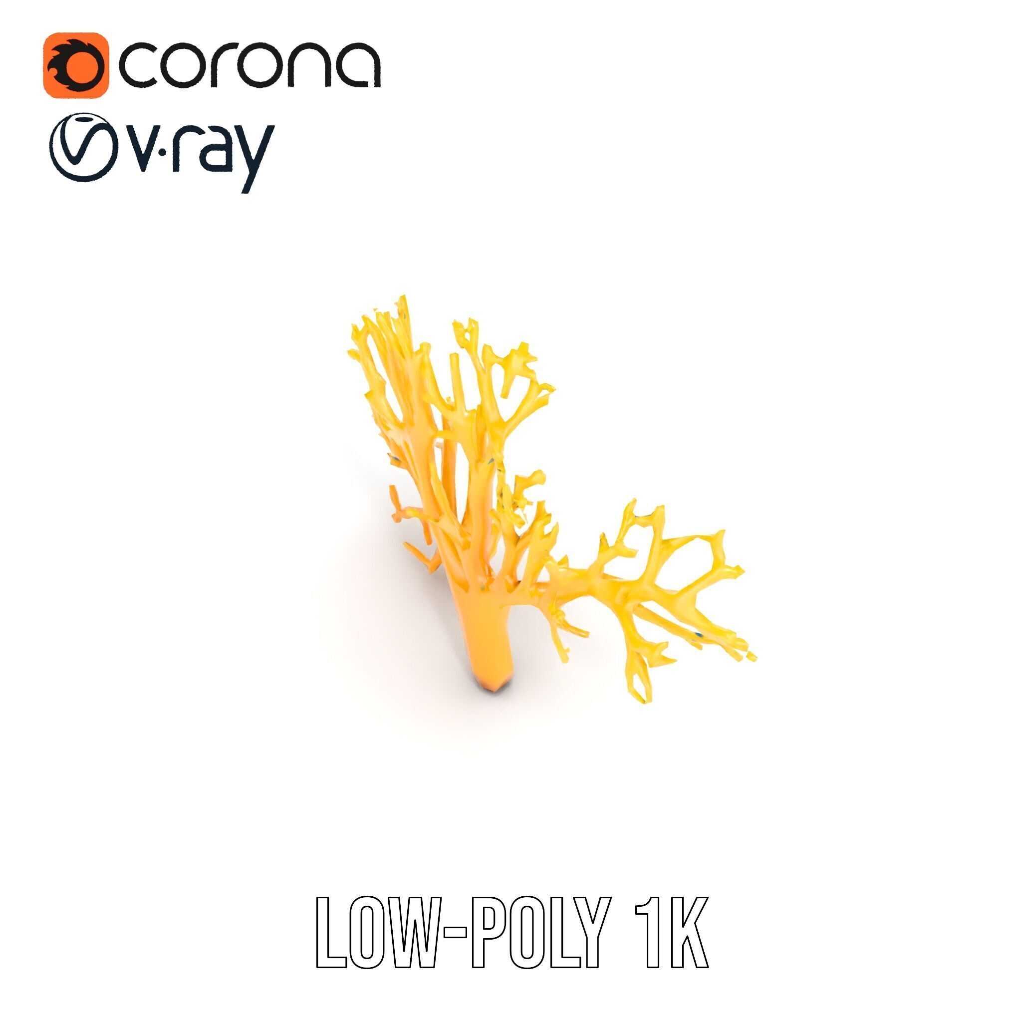 Yellow Coral Model Pack for Realistic Rendering and Simulation Low-poly 3D model_15