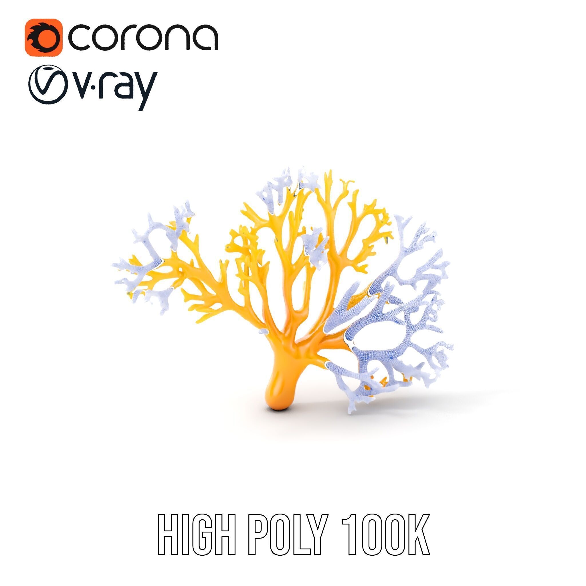 Yellow Coral Model Pack for Realistic Rendering and Simulation Low-poly 3D model_5