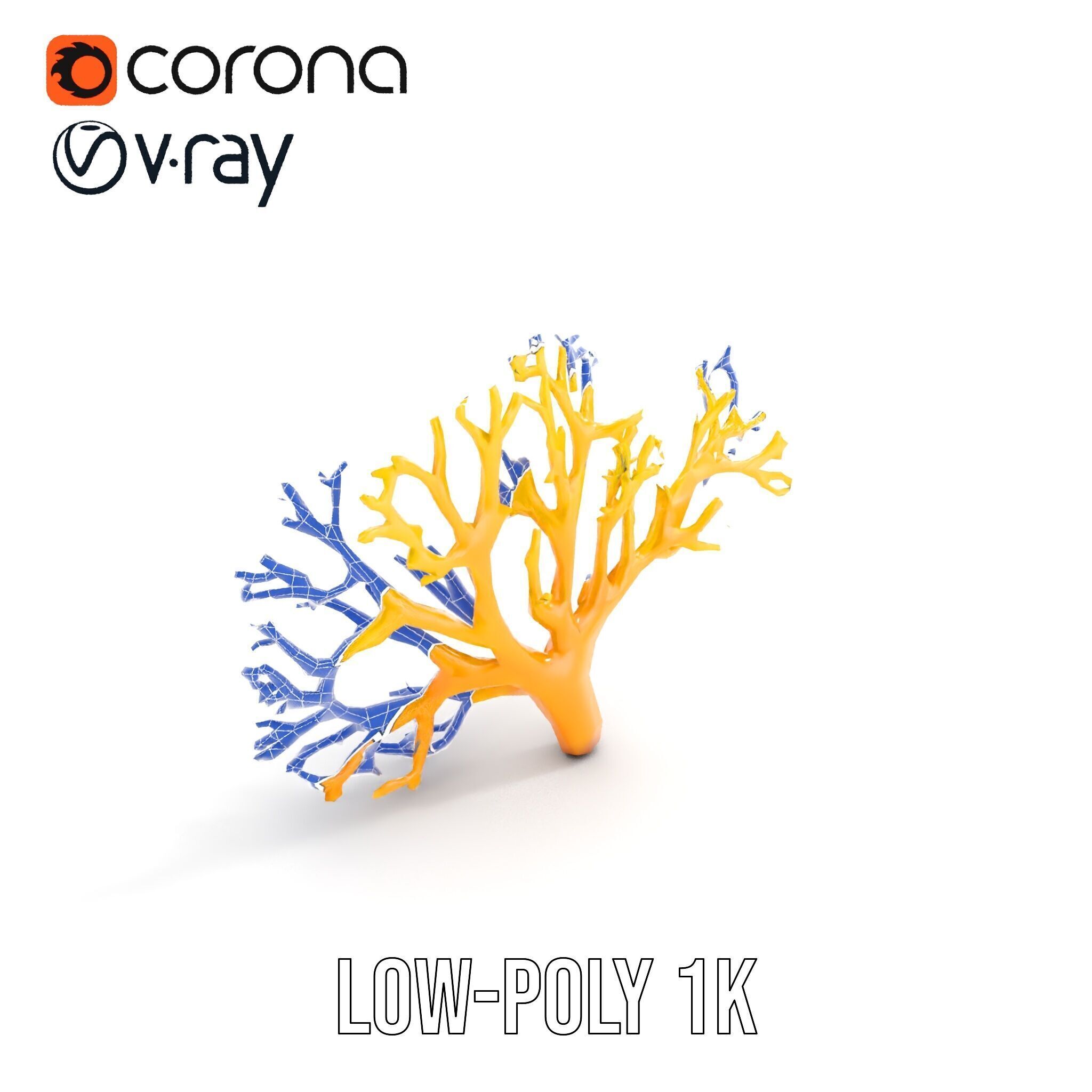 Yellow Coral Model Pack for Realistic Rendering and Simulation Low-poly 3D model_10
