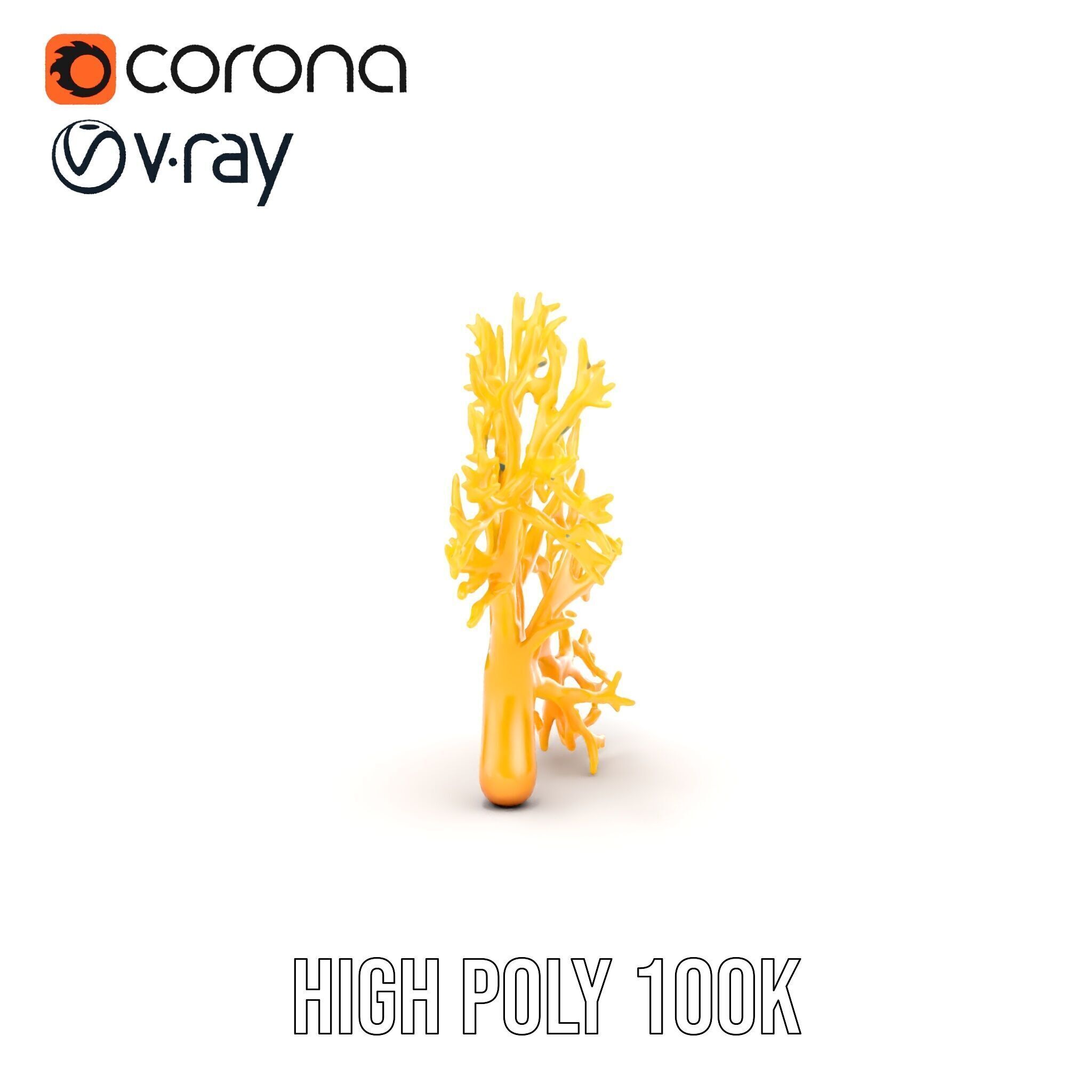 Yellow Coral Model Pack for Realistic Rendering and Simulation Low-poly 3D model_19