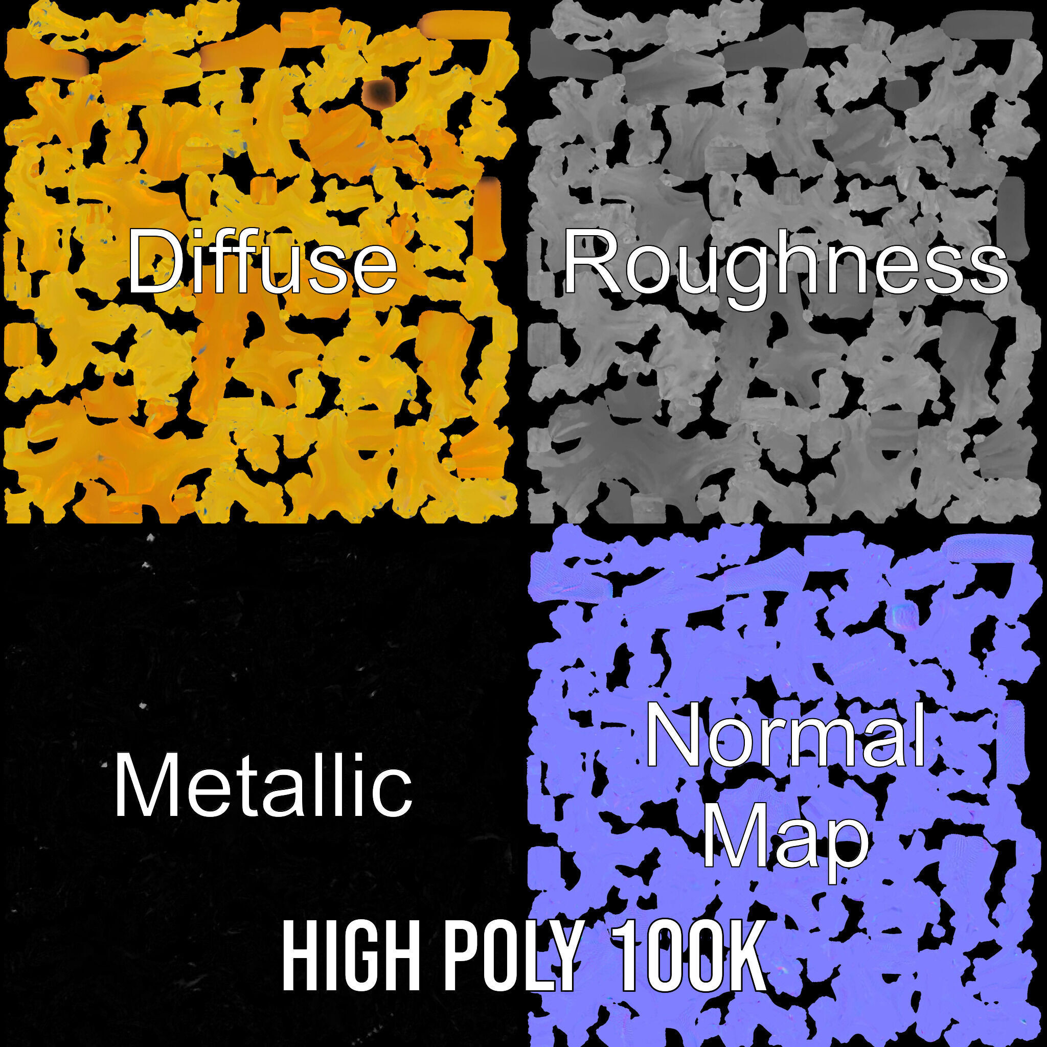 Yellow Coral Model Pack for Realistic Rendering and Simulation Low-poly 3D model_4