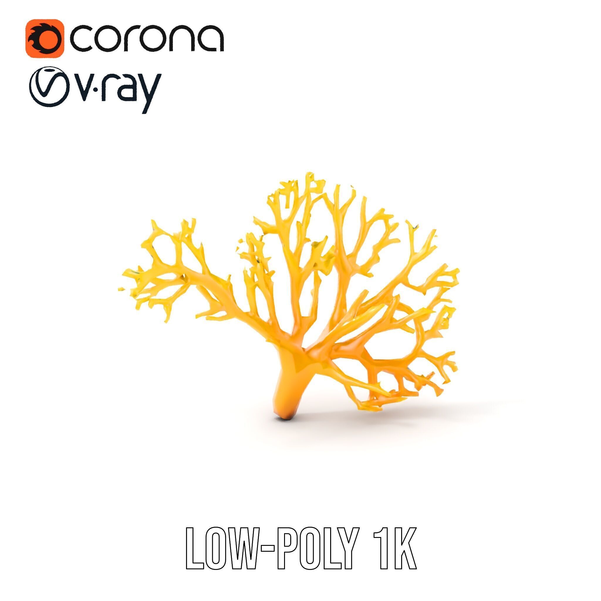 Yellow Coral Model Pack for Realistic Rendering and Simulation Low-poly 3D model_24
