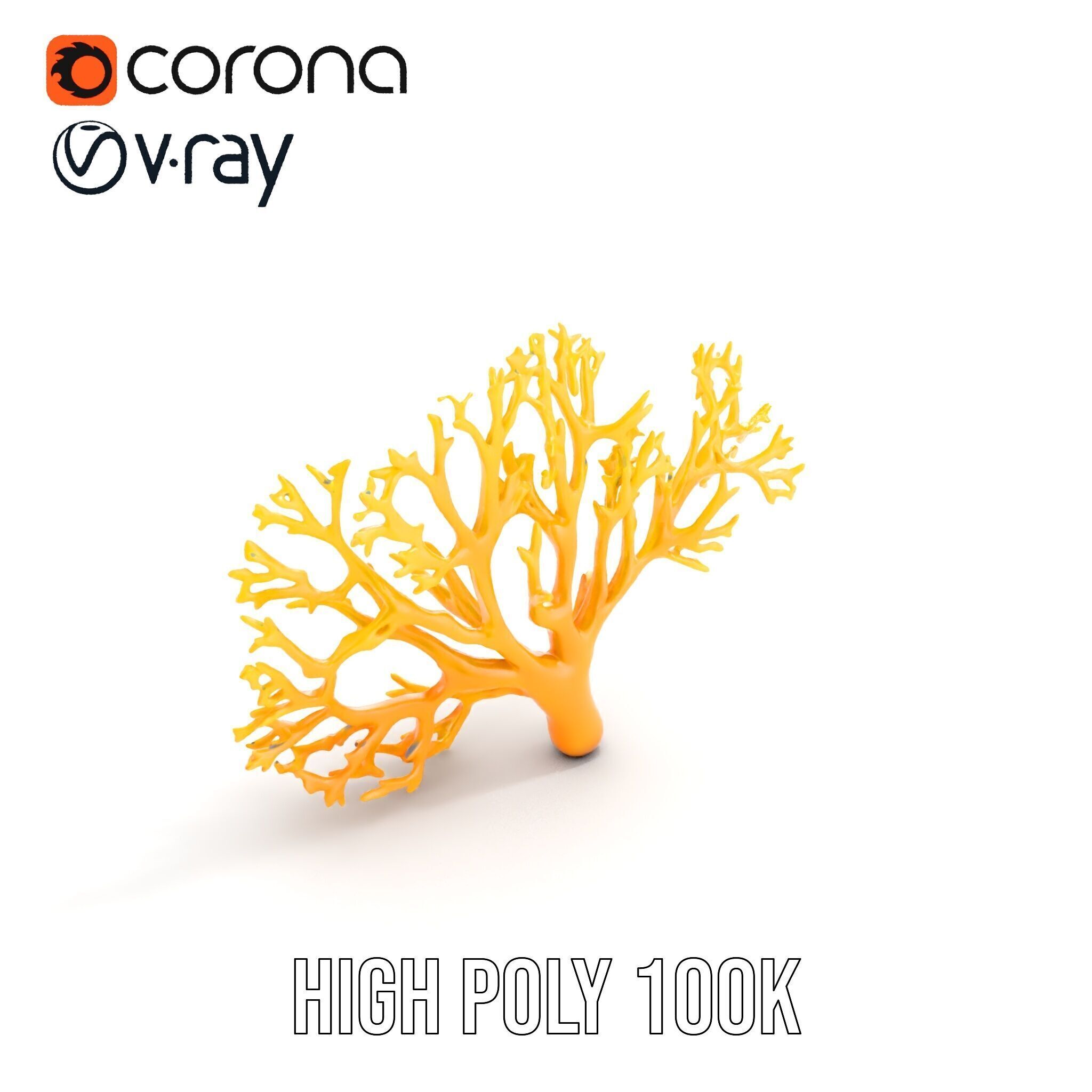 Yellow Coral Model Pack for Realistic Rendering and Simulation Low-poly 3D model_16