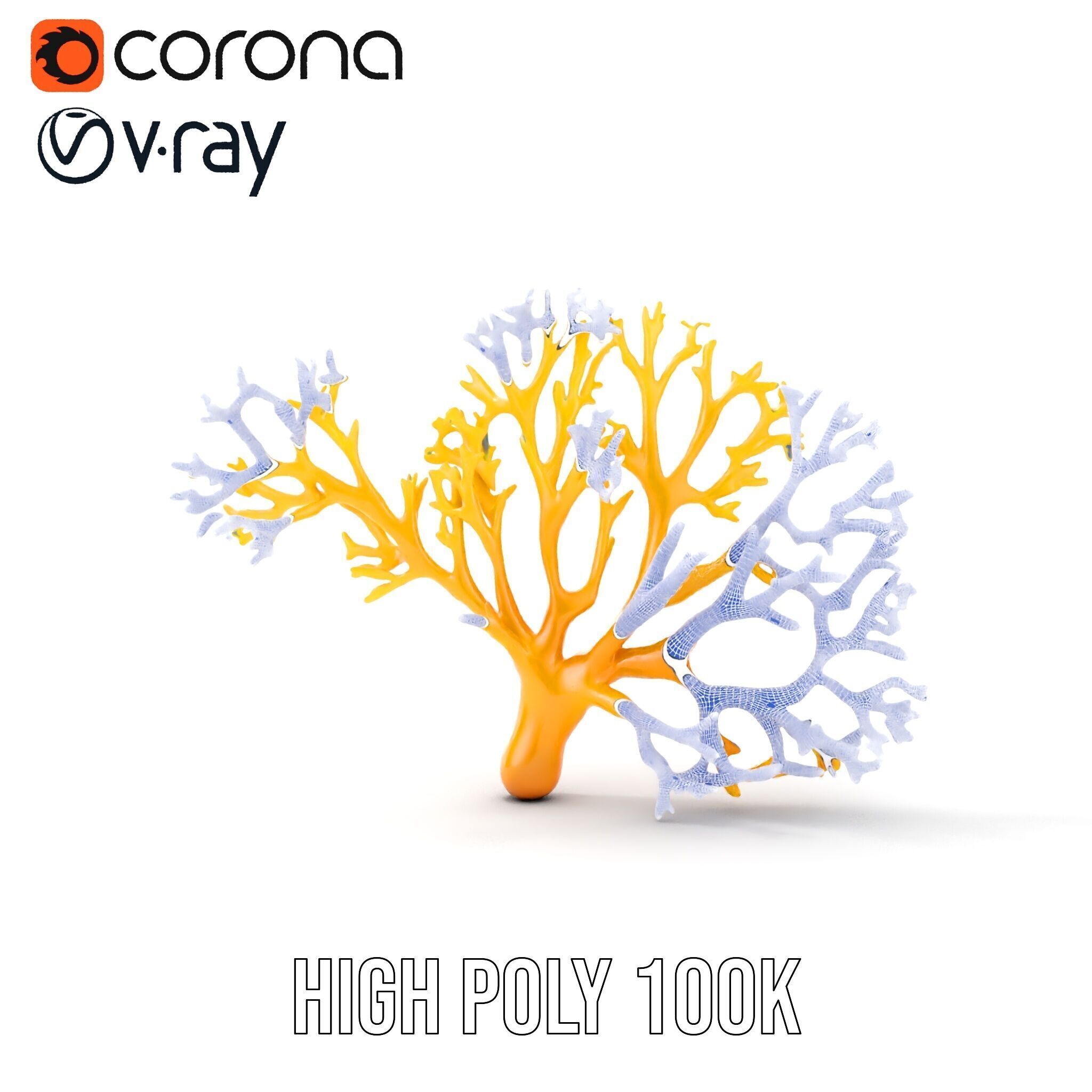 Yellow Coral Model Pack for Realistic Rendering and Simulation Low-poly 3D model_28