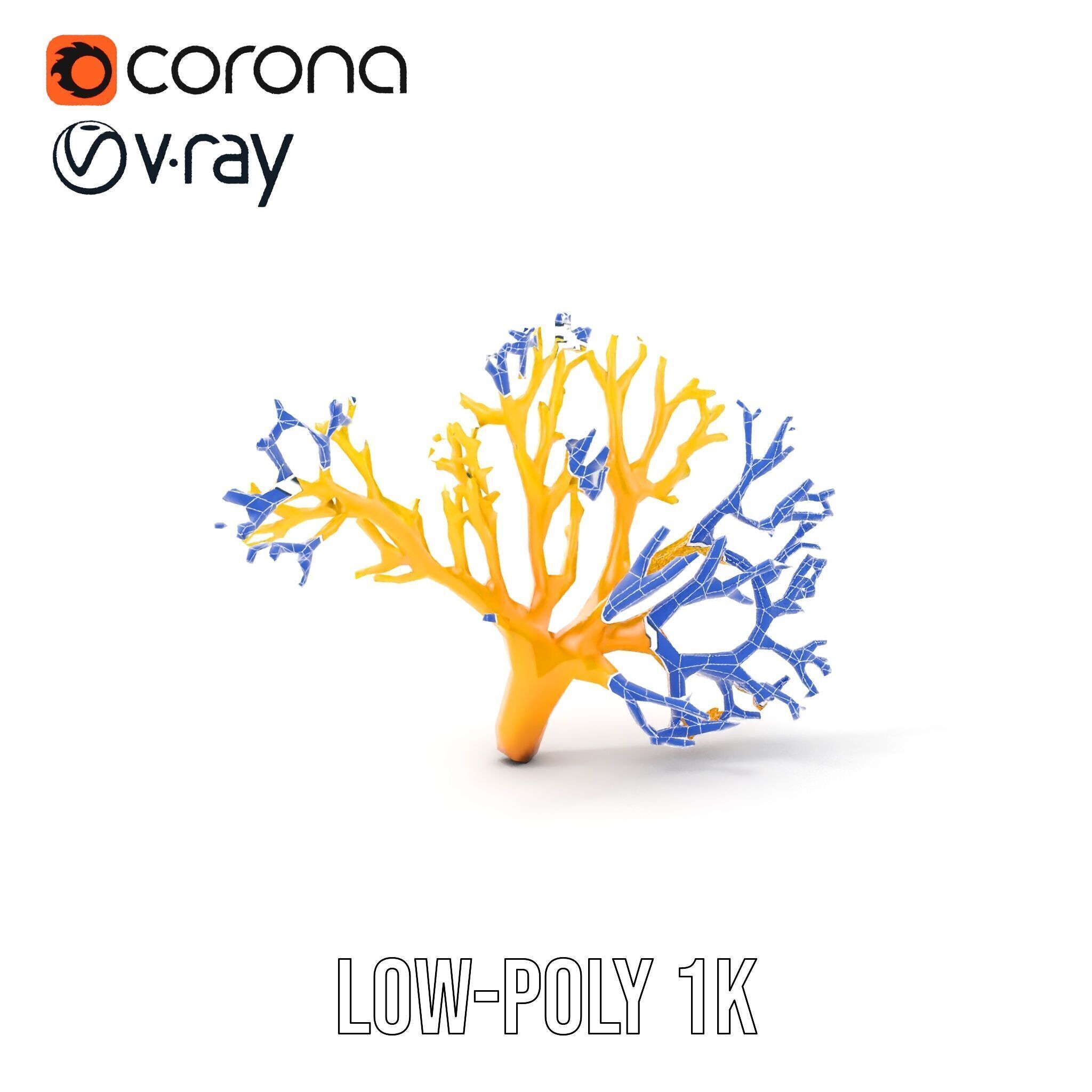 Yellow Coral Model Pack for Realistic Rendering and Simulation Low-poly 3D model_13