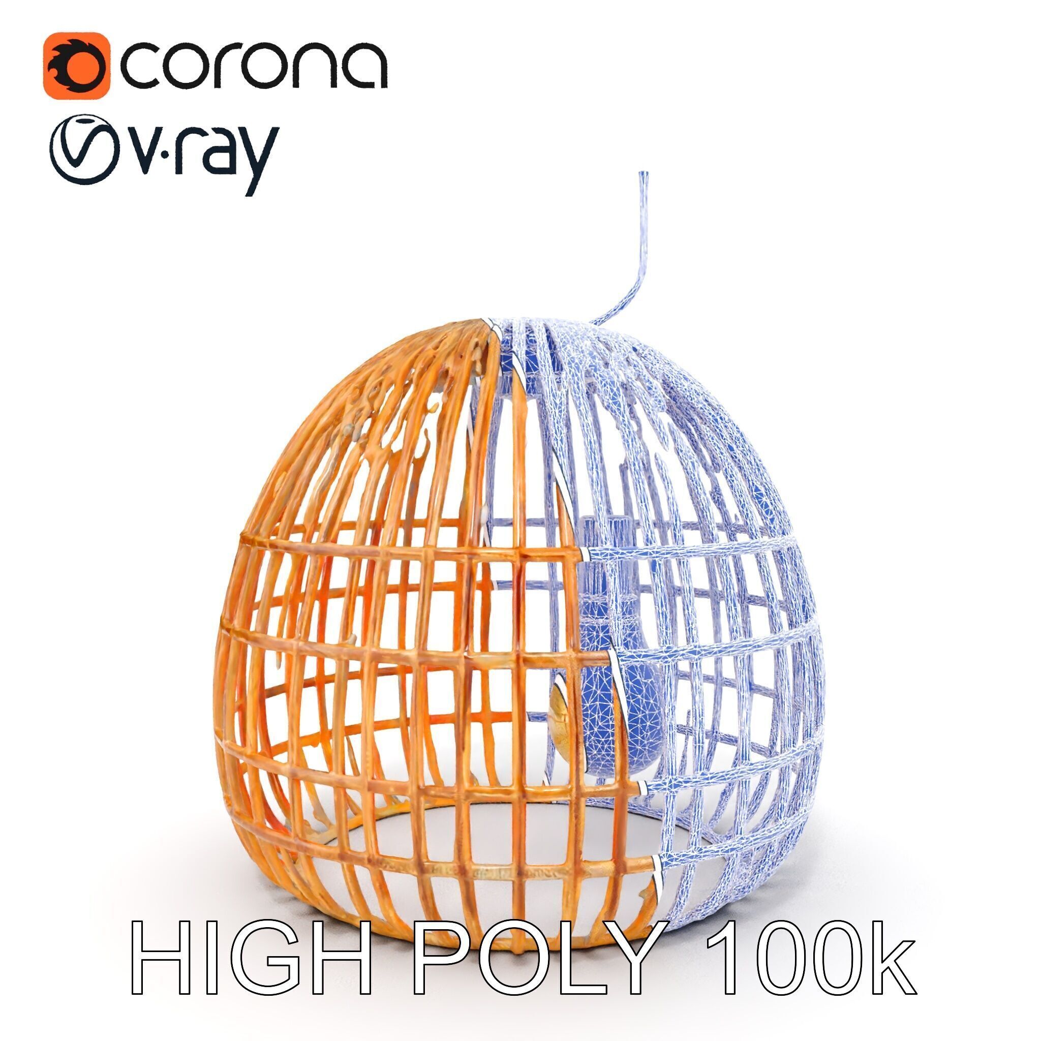 Wicker Pendant Lamp model pack with detailed textures Low-poly 3D model_32