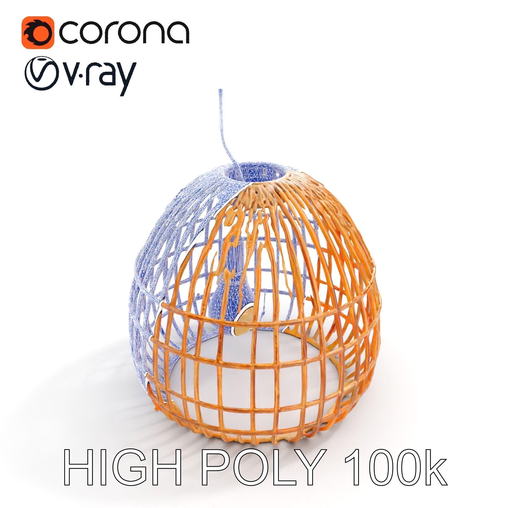 Wicker Pendant Lamp model pack with detailed textures Low-poly 3D model_27