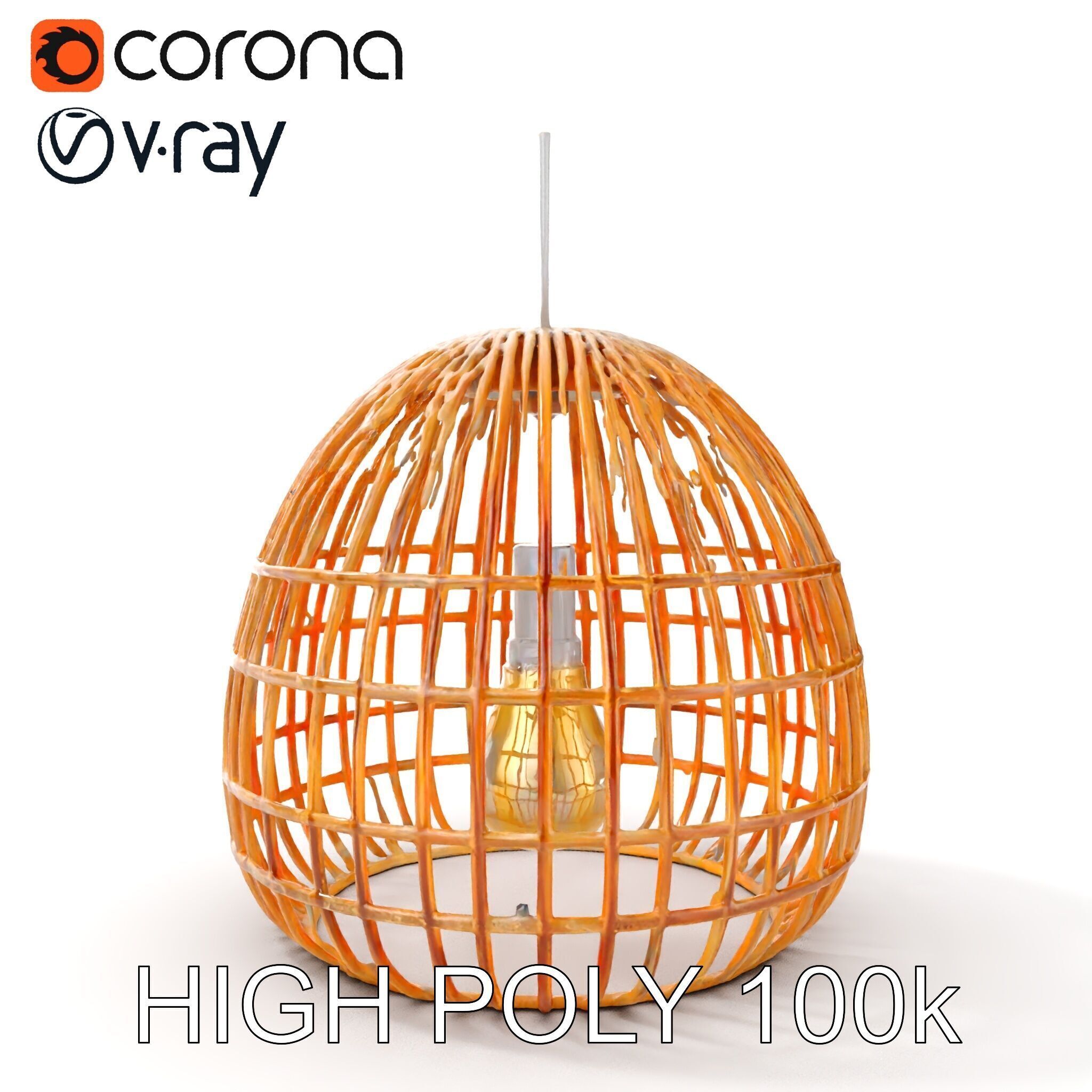 Wicker Pendant Lamp model pack with detailed textures Low-poly 3D model_19