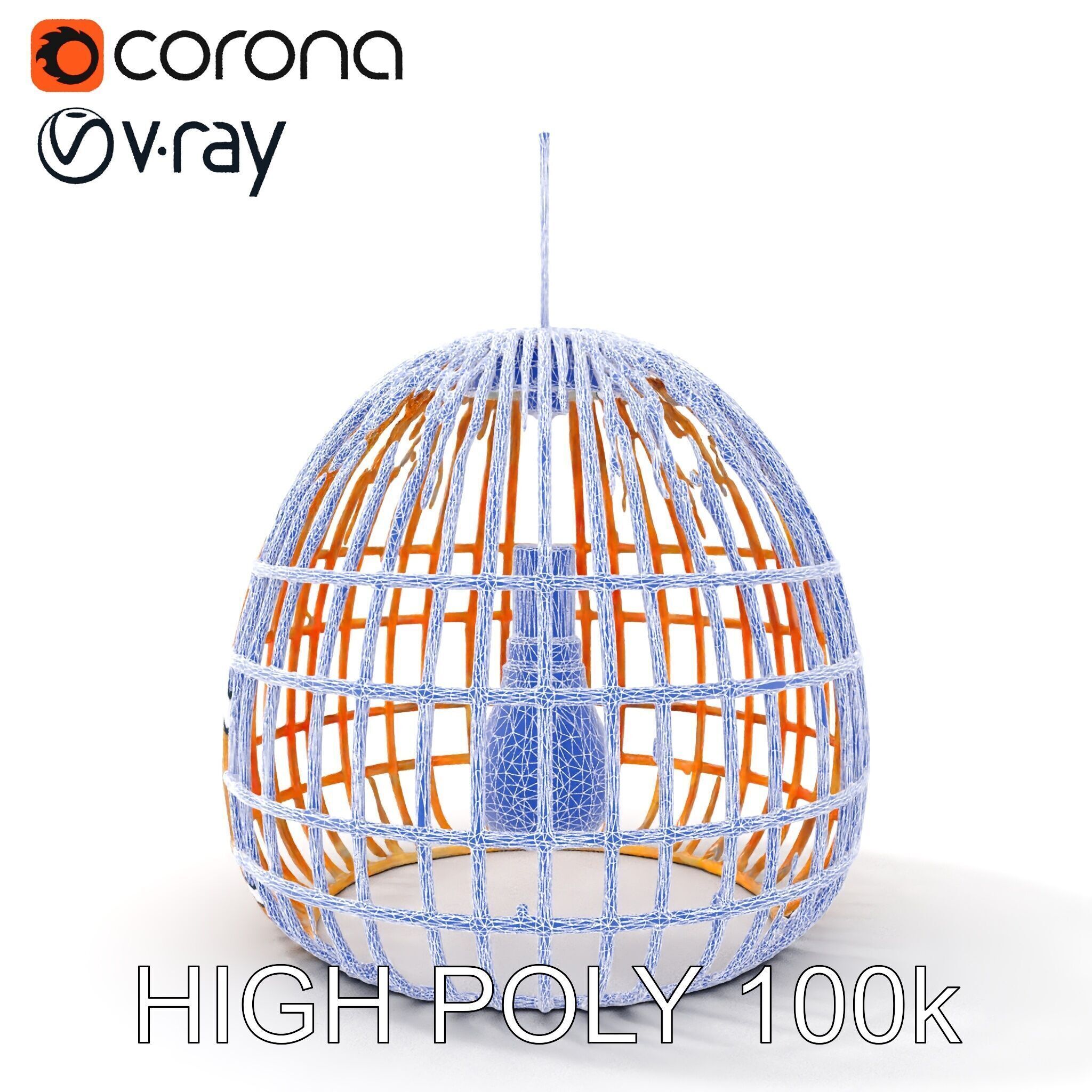 Wicker Pendant Lamp model pack with detailed textures Low-poly 3D model_23