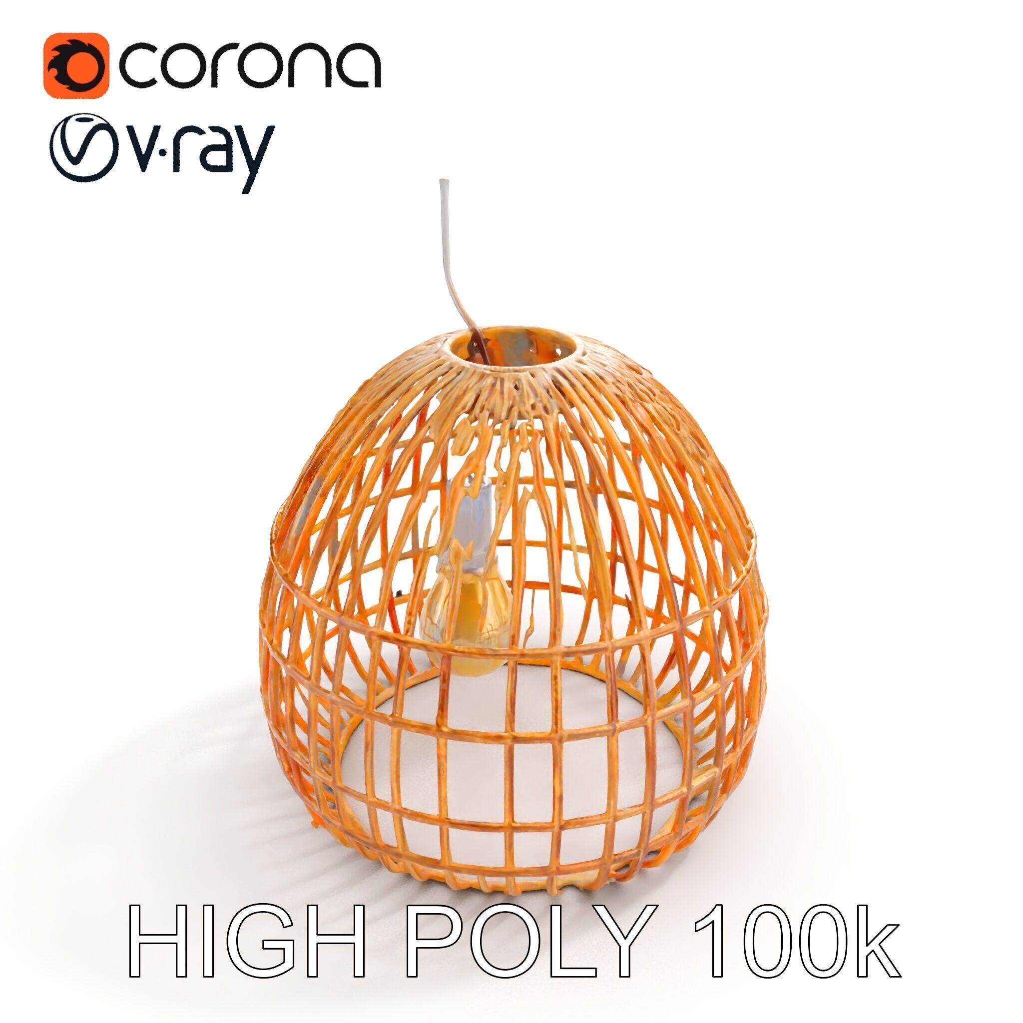 Wicker Pendant Lamp model pack with detailed textures Low-poly 3D model_12