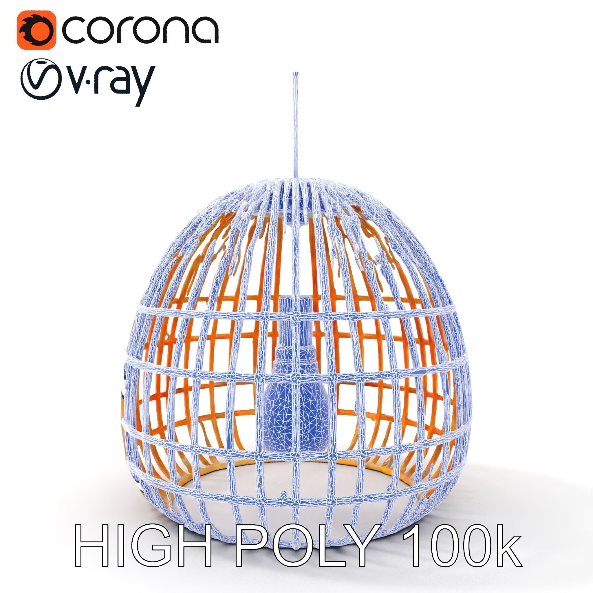 Wicker Pendant Lamp model pack with detailed textures Low-poly 3D model_33