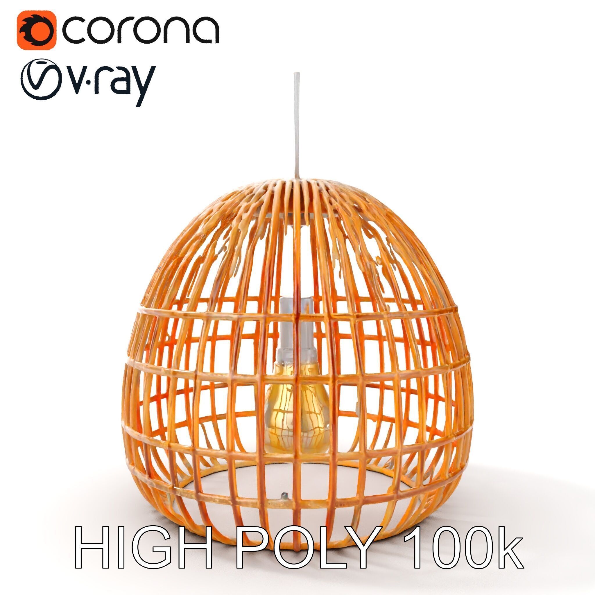 Wicker Pendant Lamp model pack with detailed textures Low-poly 3D model_13