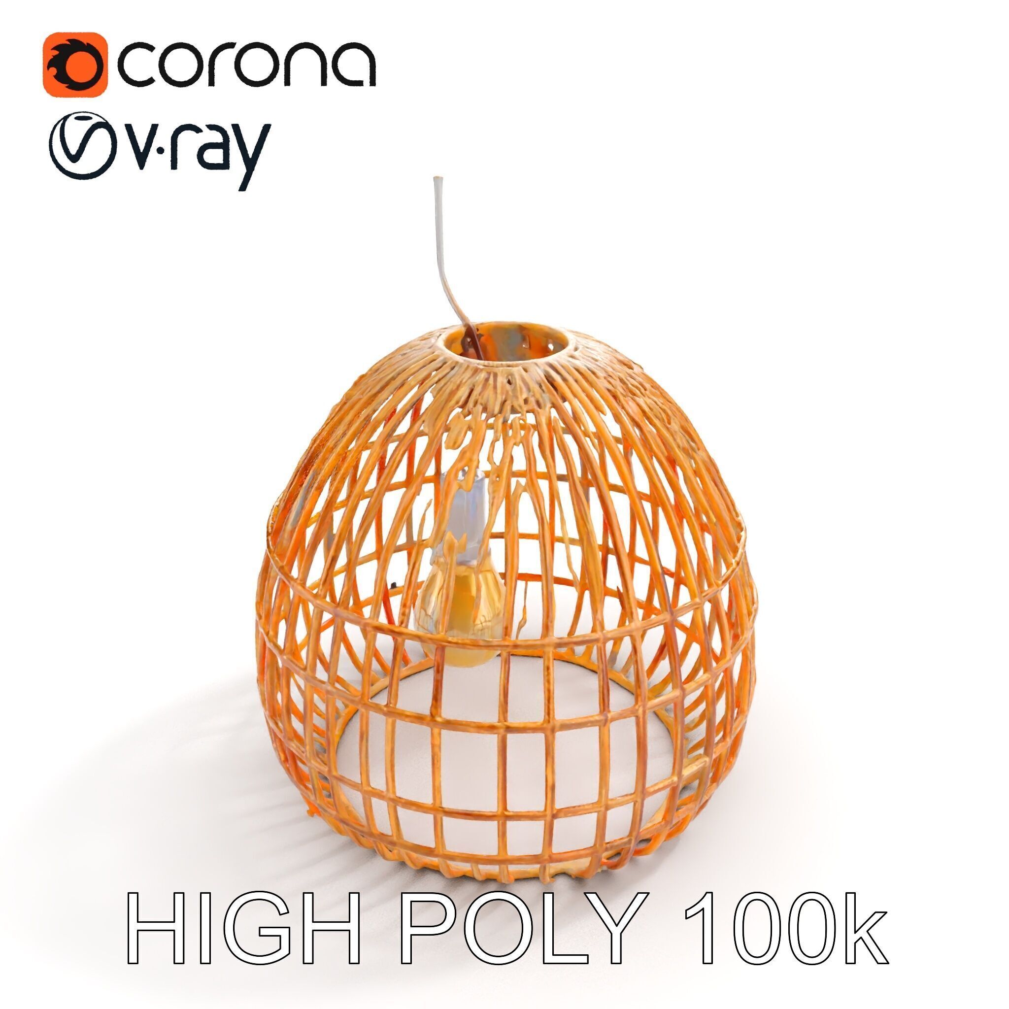 Wicker Pendant Lamp model pack with detailed textures Low-poly 3D model_10