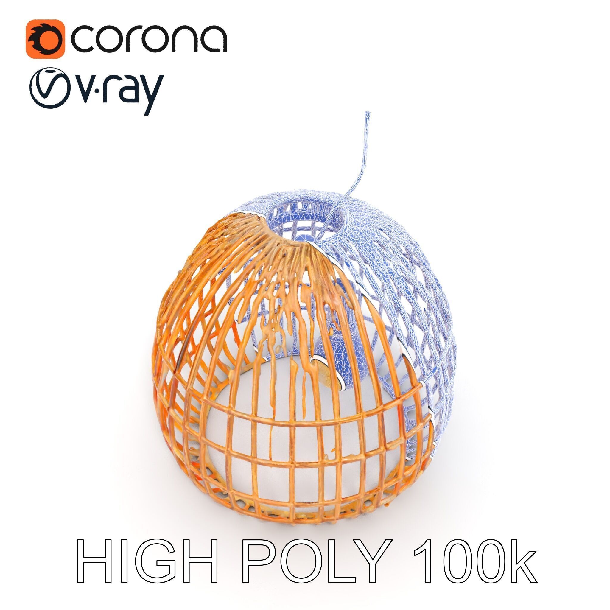 Wicker Pendant Lamp model pack with detailed textures Low-poly 3D model_29