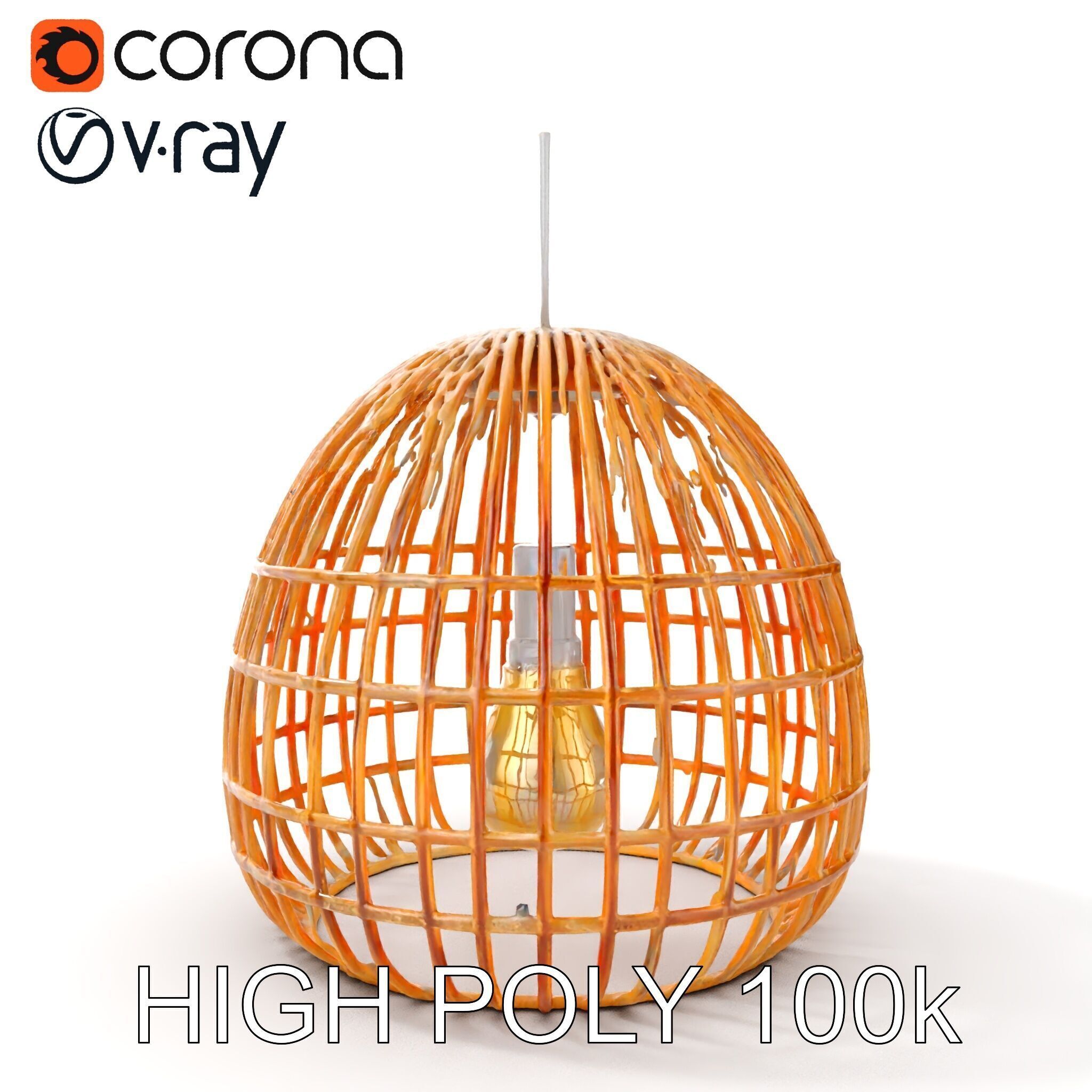 Wicker Pendant Lamp model pack with detailed textures Low-poly 3D model_20