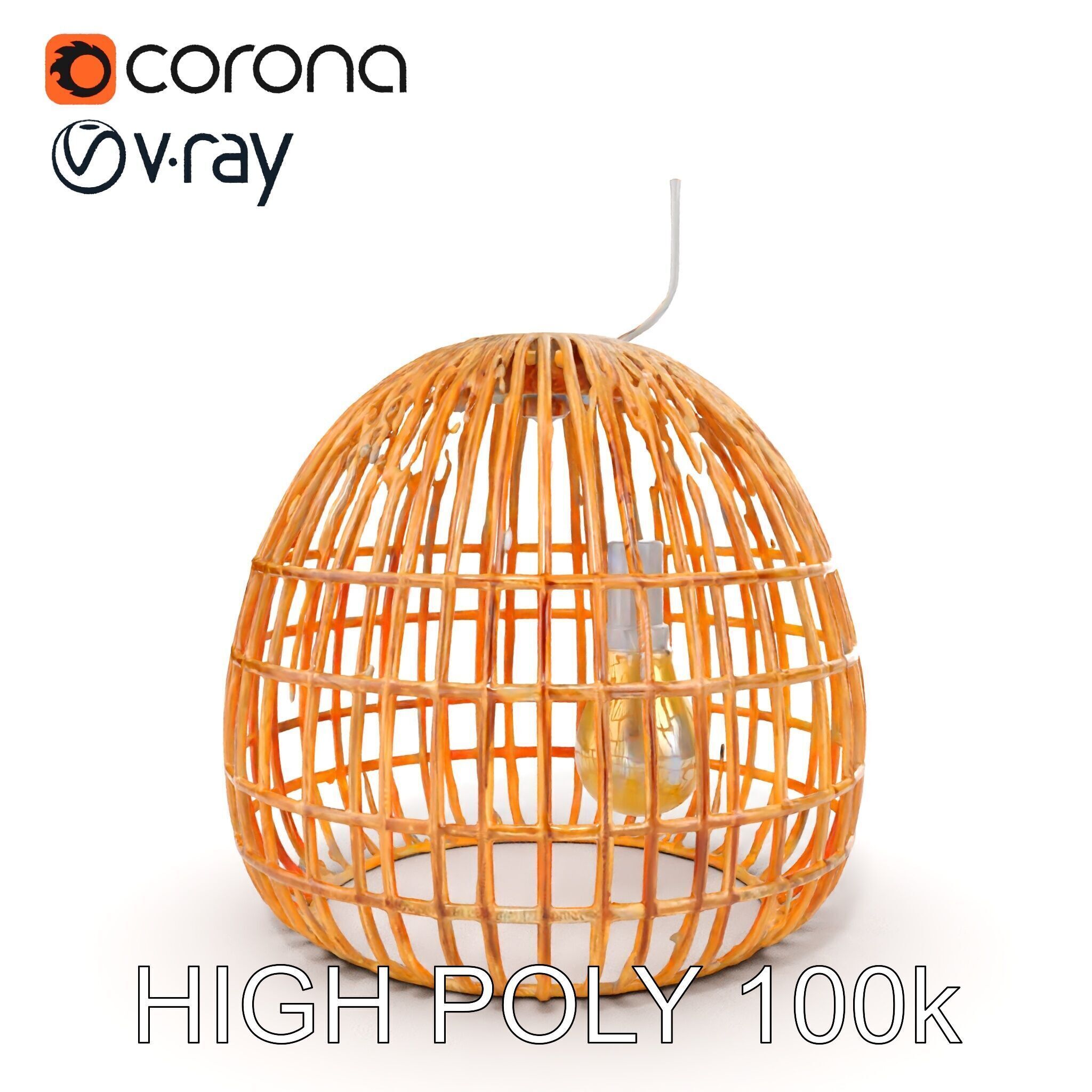 Wicker Pendant Lamp model pack with detailed textures Low-poly 3D model_9