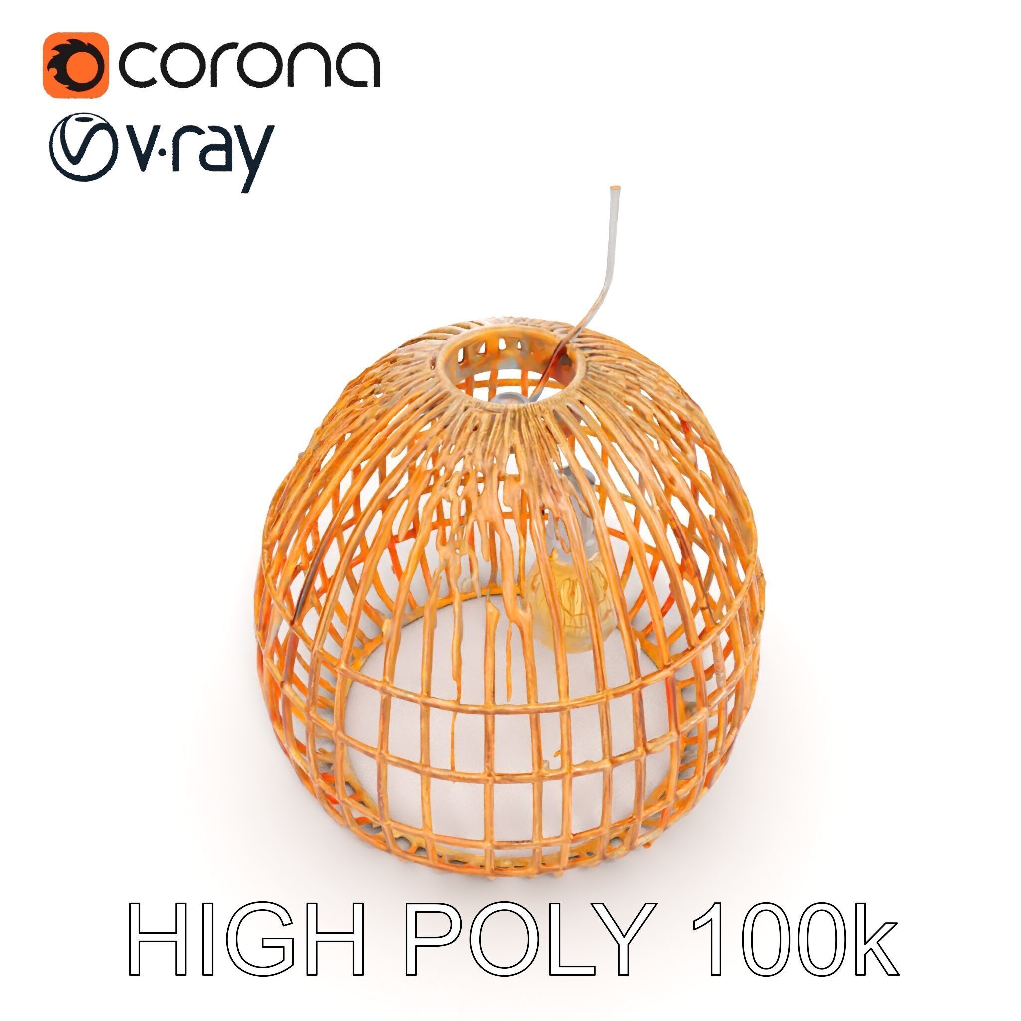 Wicker Pendant Lamp model pack with detailed textures Low-poly 3D model_22