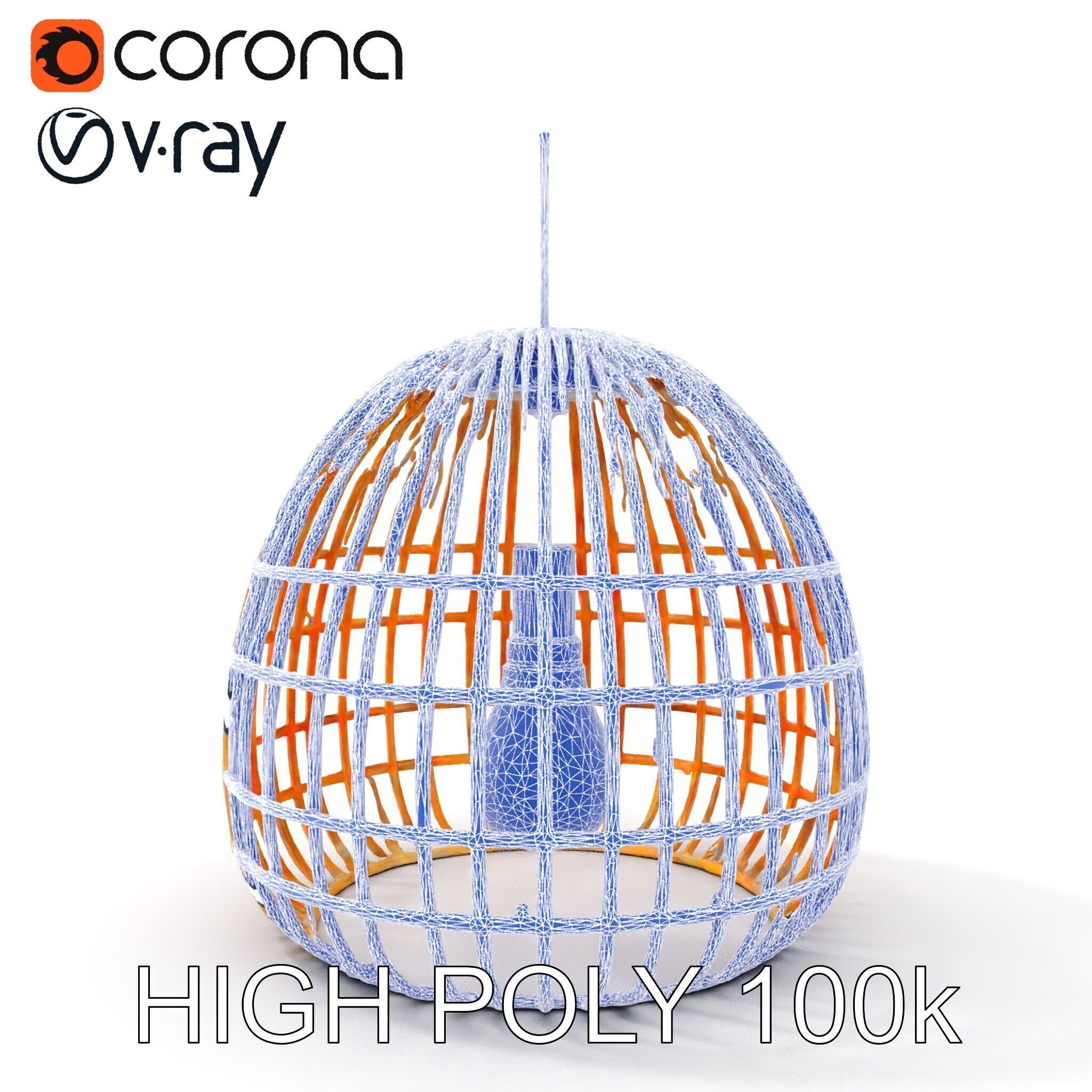 Wicker Pendant Lamp model pack with detailed textures Low-poly 3D model_31