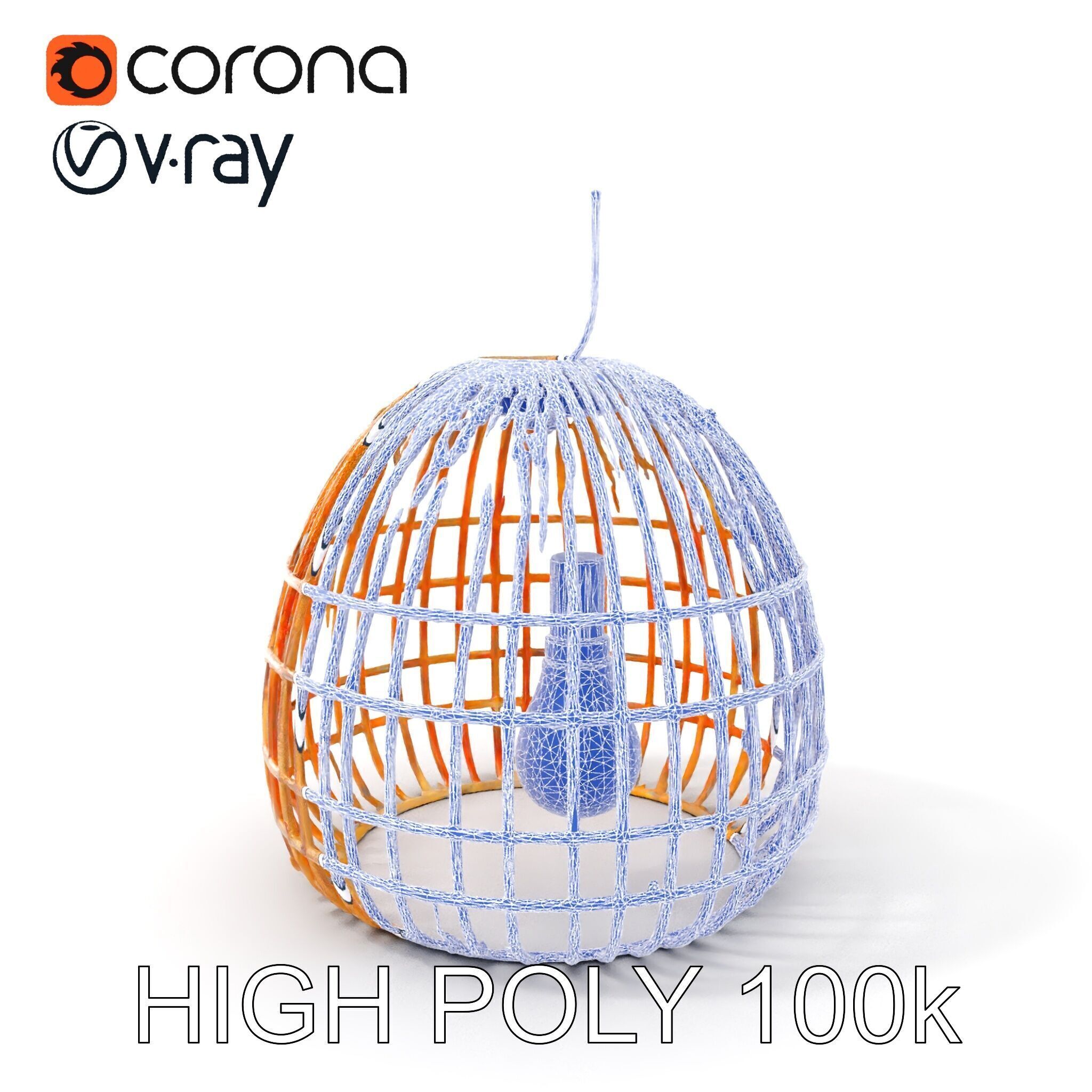 Wicker Pendant Lamp model pack with detailed textures Low-poly 3D model_16